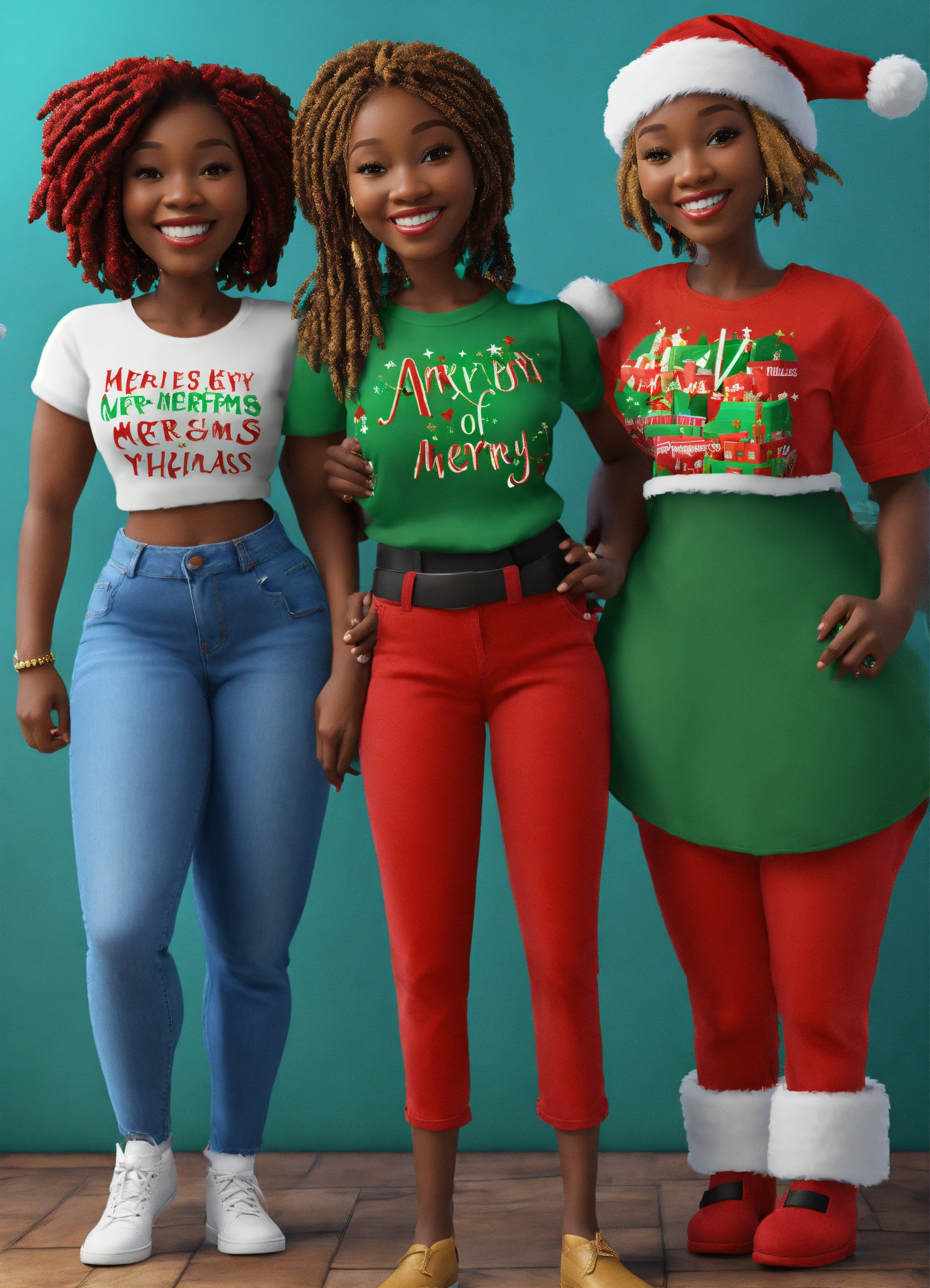 Lexica - 3D smiling faceless art dark complexion African American Santa ...