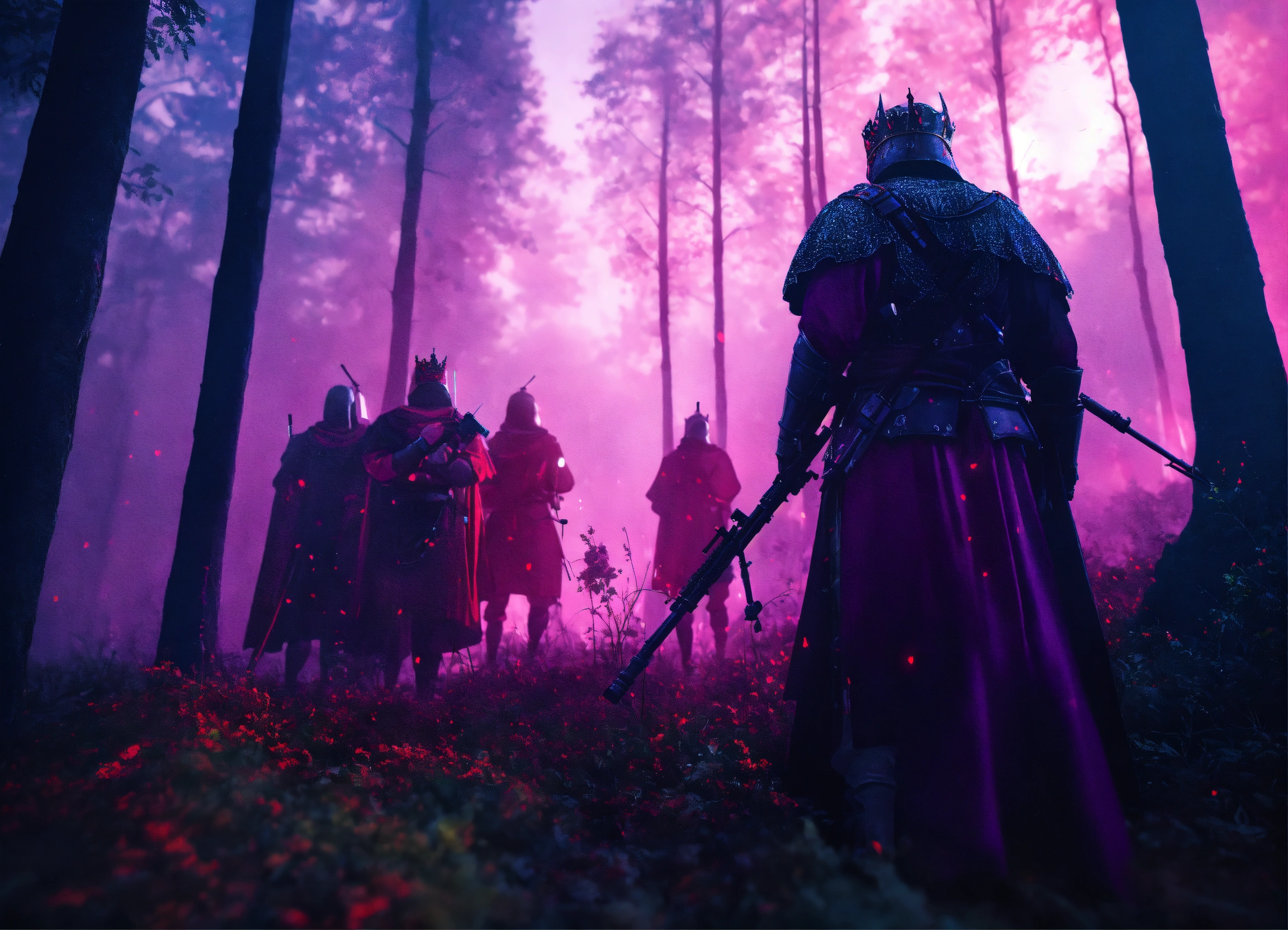 Lexica - Cinematic medieval Royal King and his knights holding sniper ...
