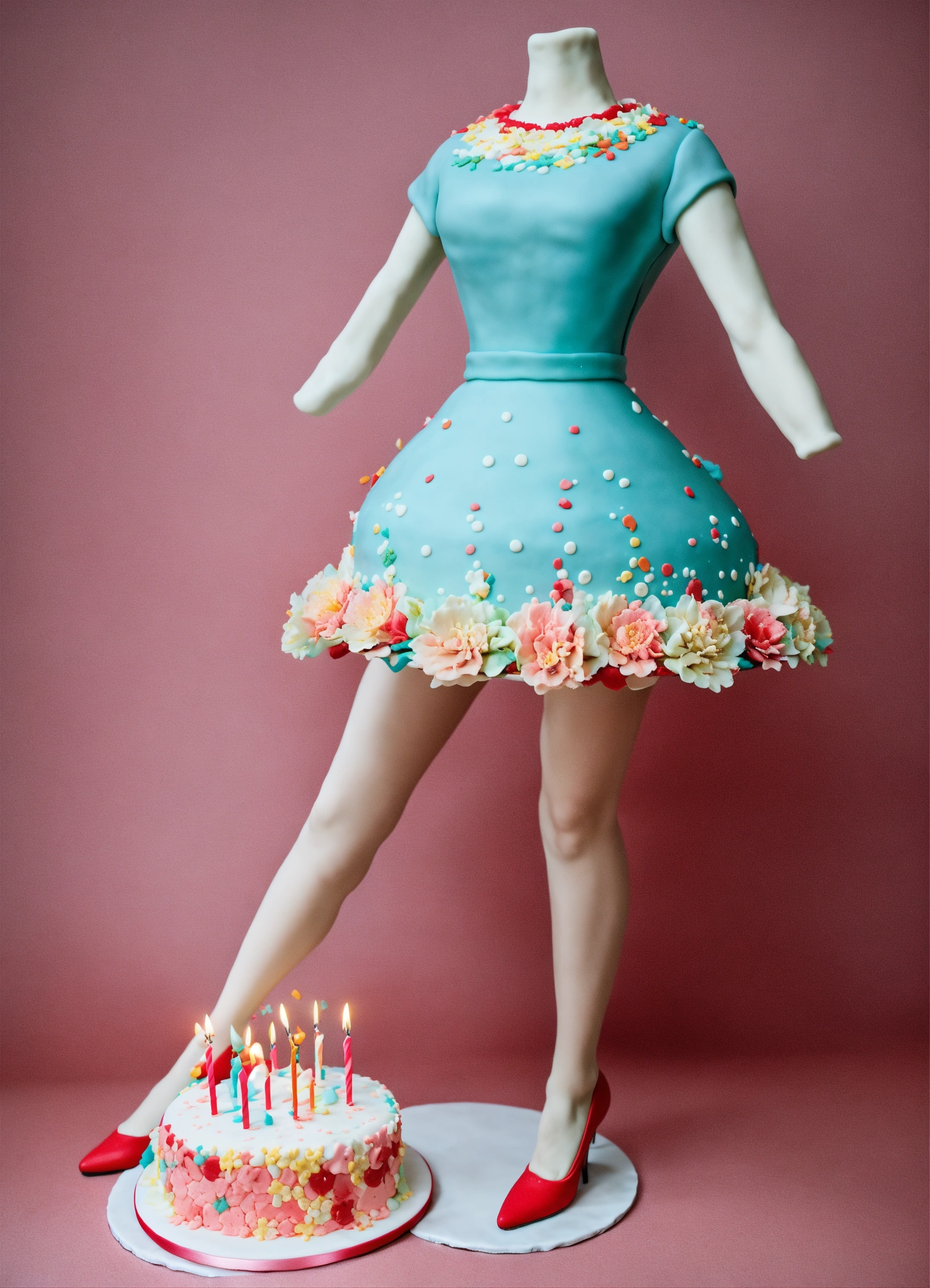 Lexica - A birthday cake with legs dancing visually stunning.