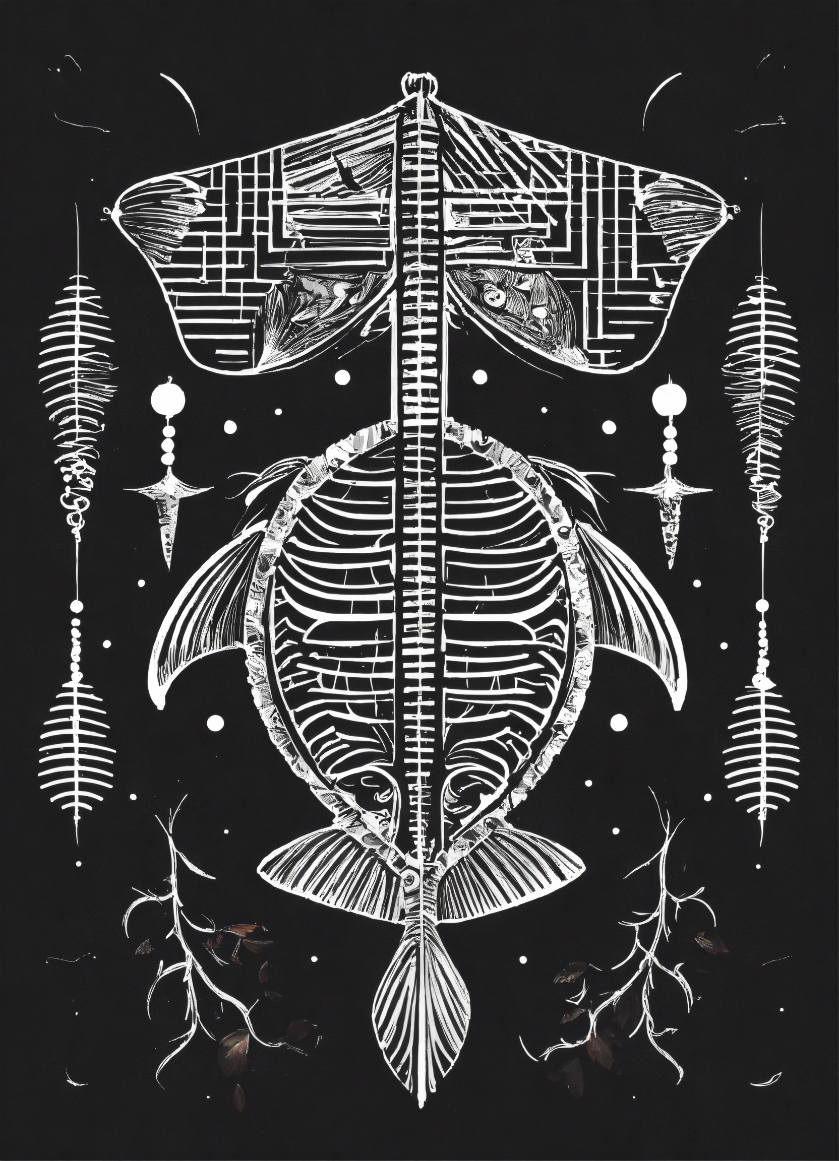 Lexica - Design for black t shirt fish bone,
