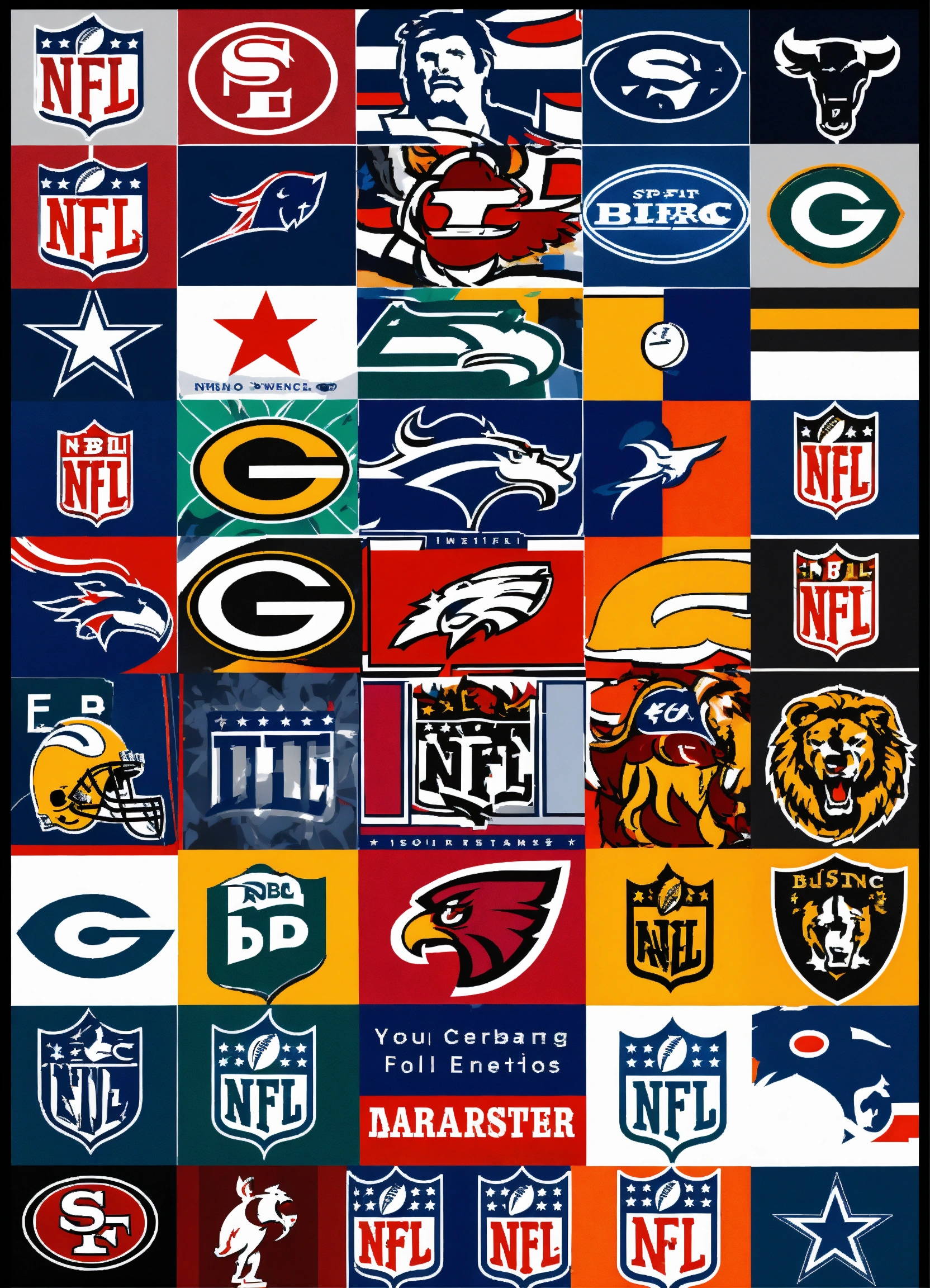 Lexica - NFL logo drawin in squares as BBC