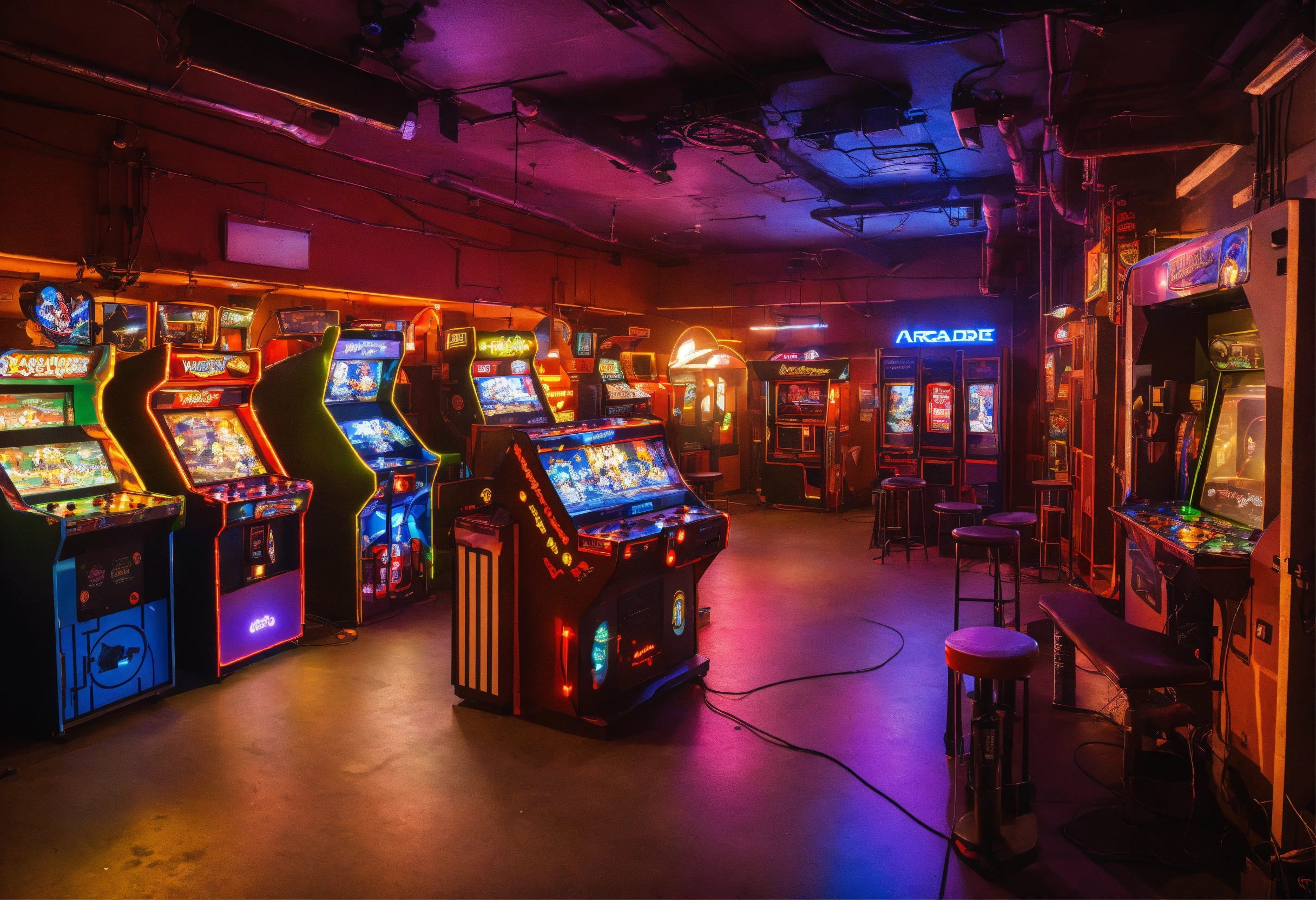 Lexica - Sci Fi tech base of operations with arcade machine, lots of ...