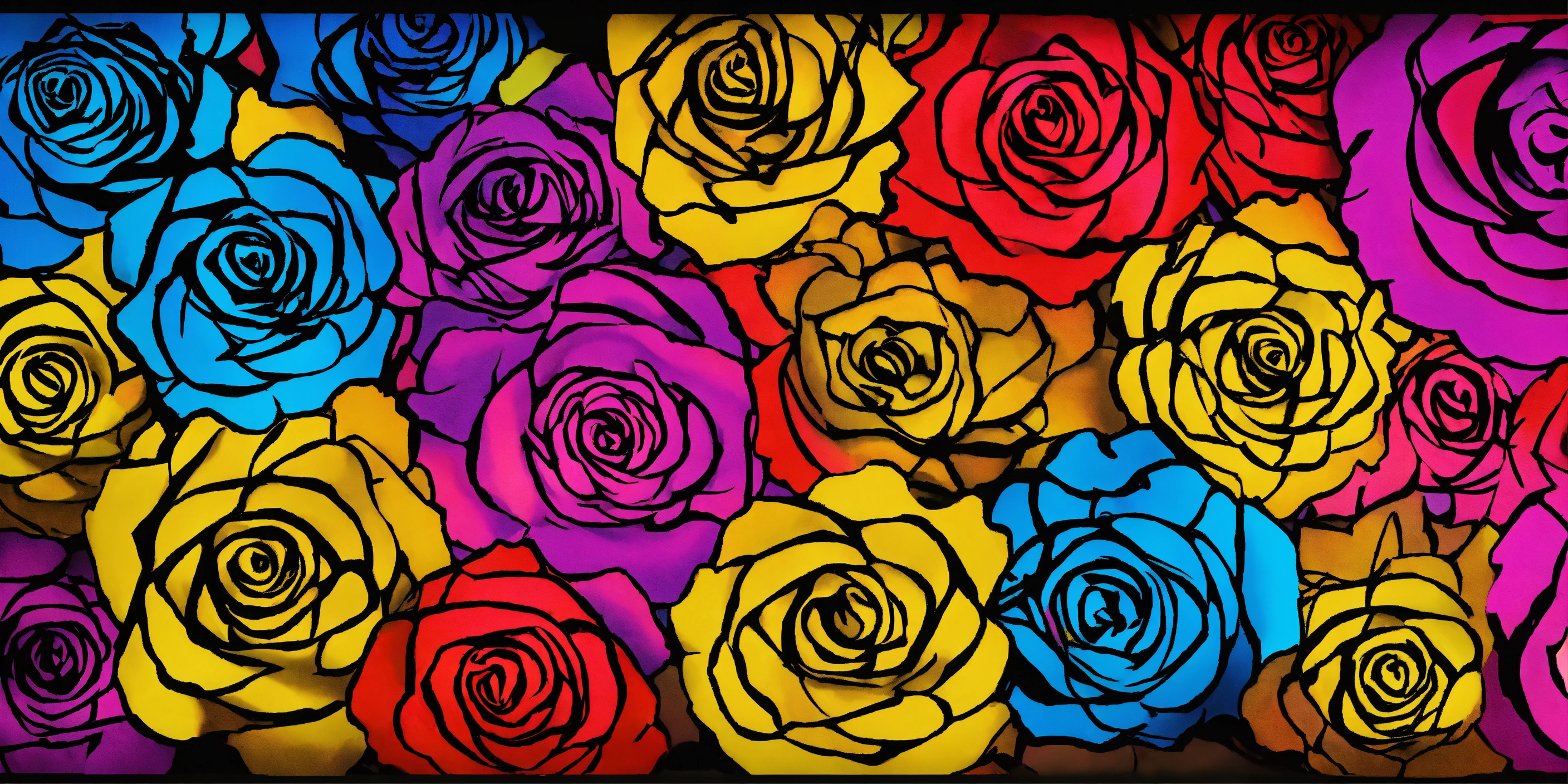 Lexica - Rose flowers colorful flowers stencil