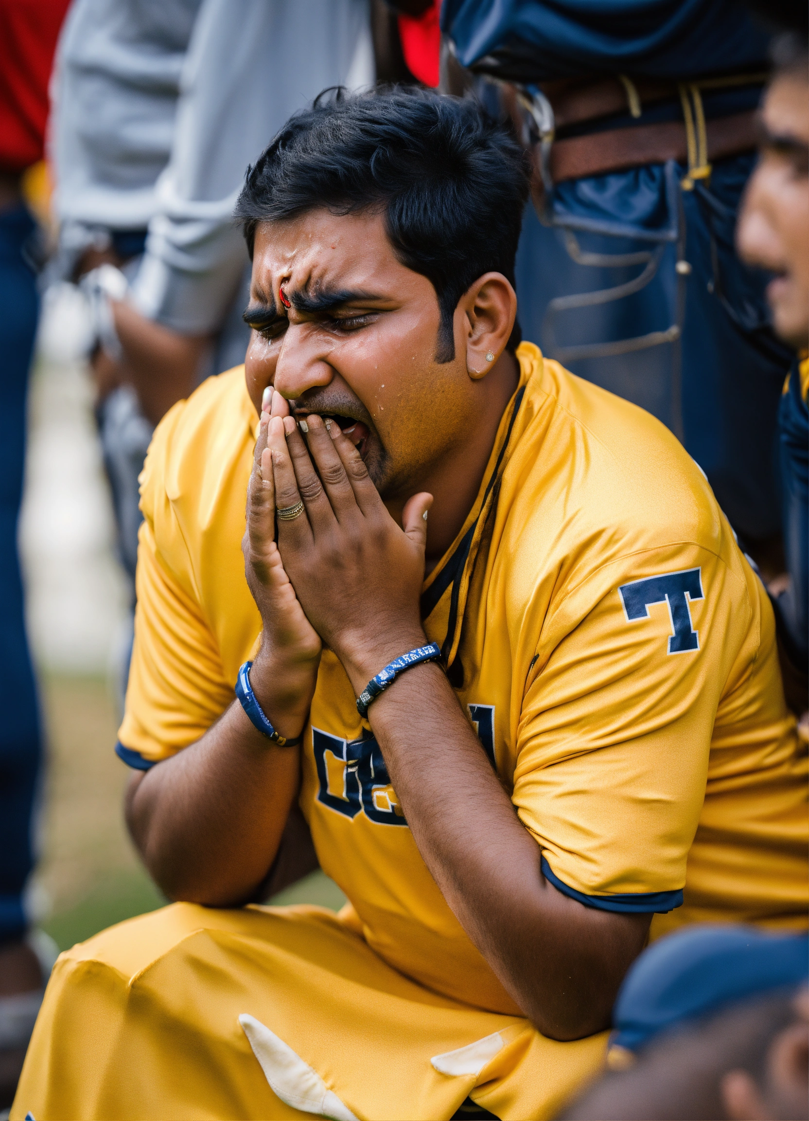 Lexica Male Indian College Aged Georgia Tech Football Fan Crying