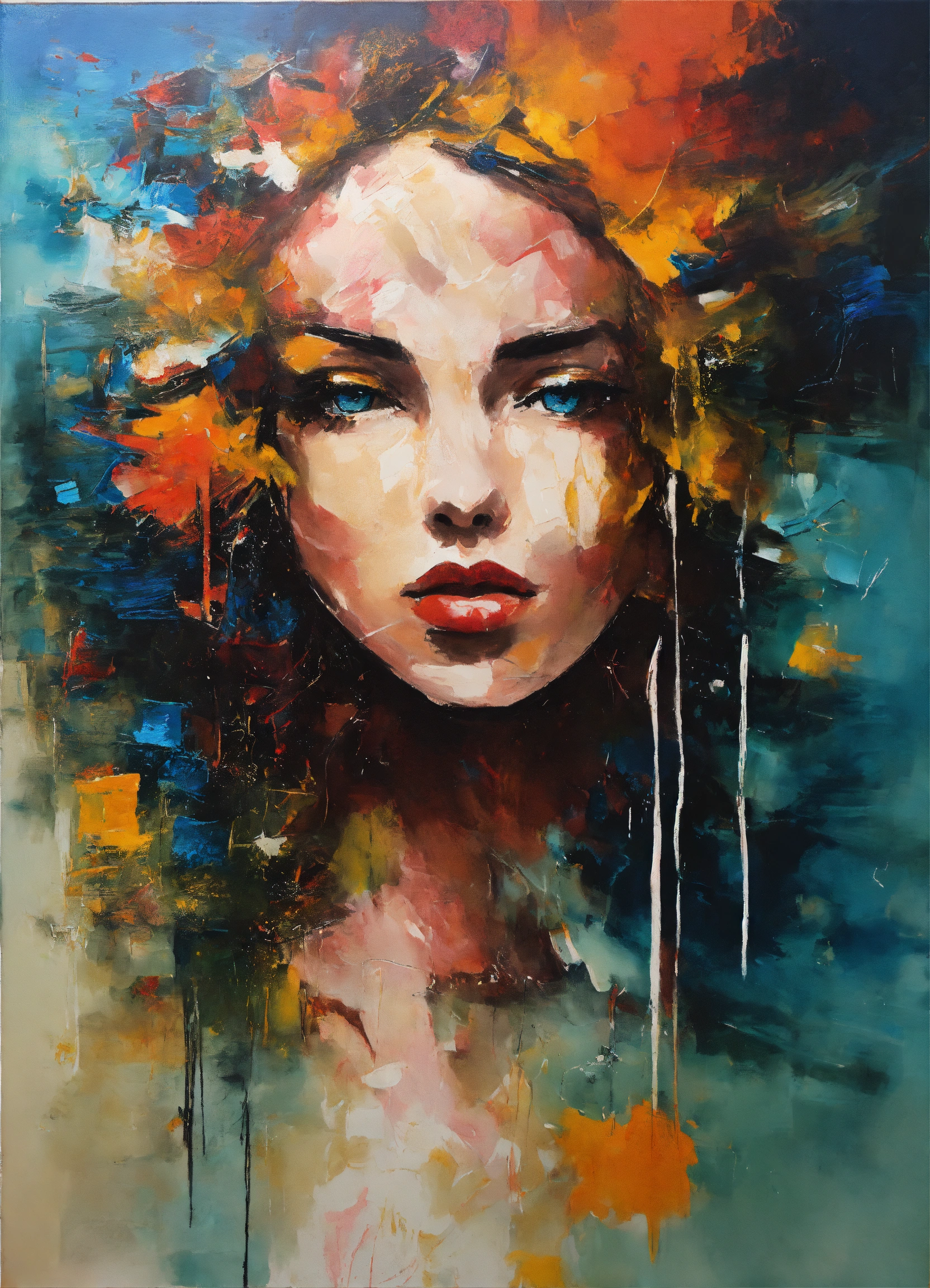 Lexica - Draw an abstract art painting, mixing acrylics, palette knife ...