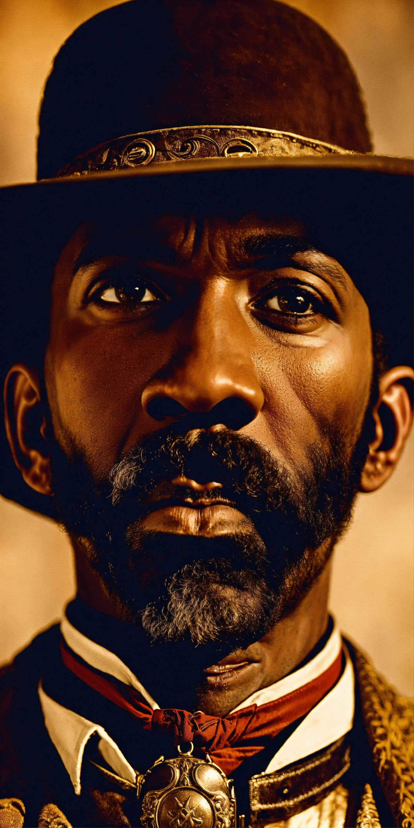 Lexica - An intense close-up of Bass Reeves in a cinematography style ...