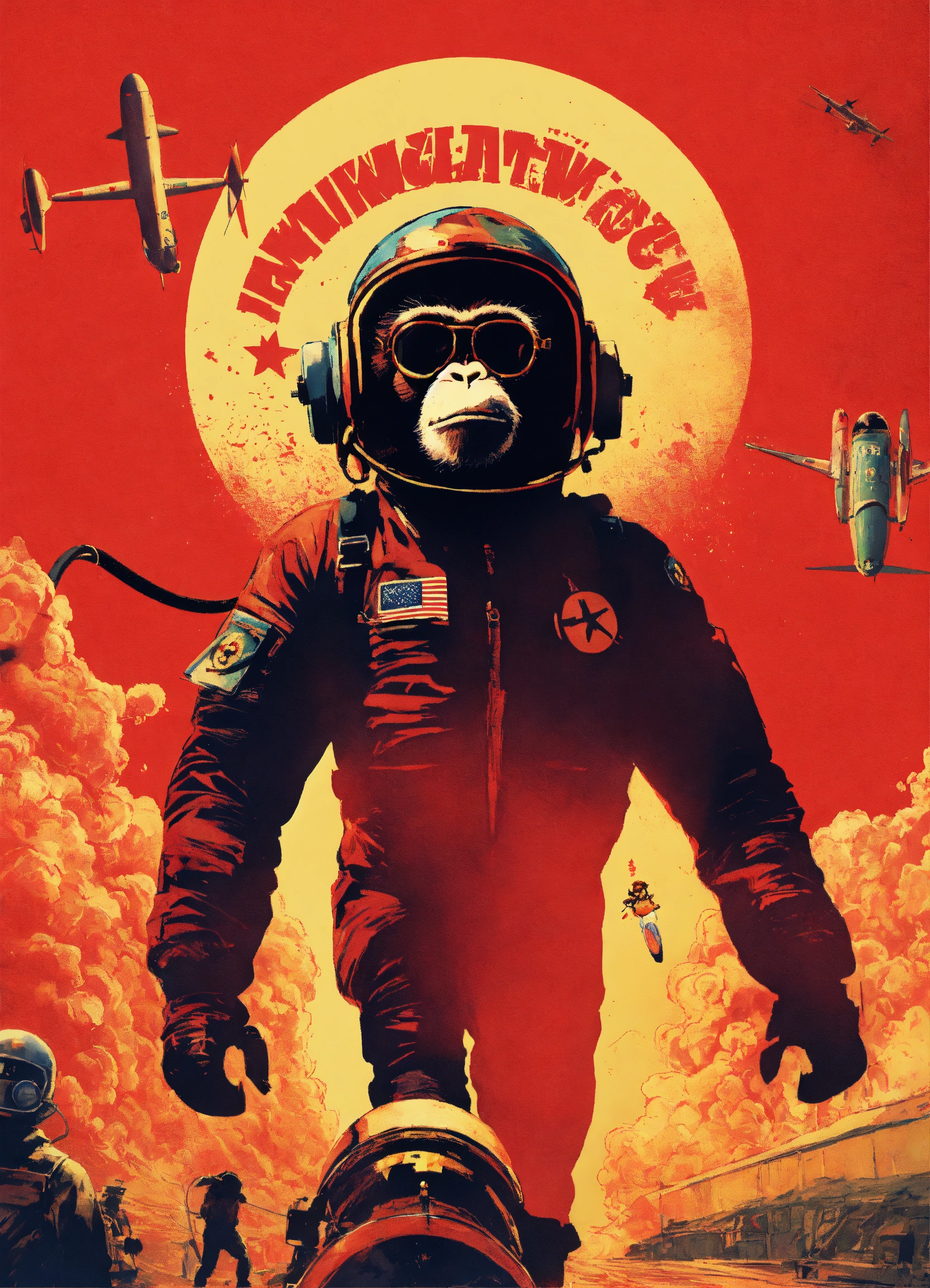 Lexica - A monkey rides a bomb like Dr. Strangelove