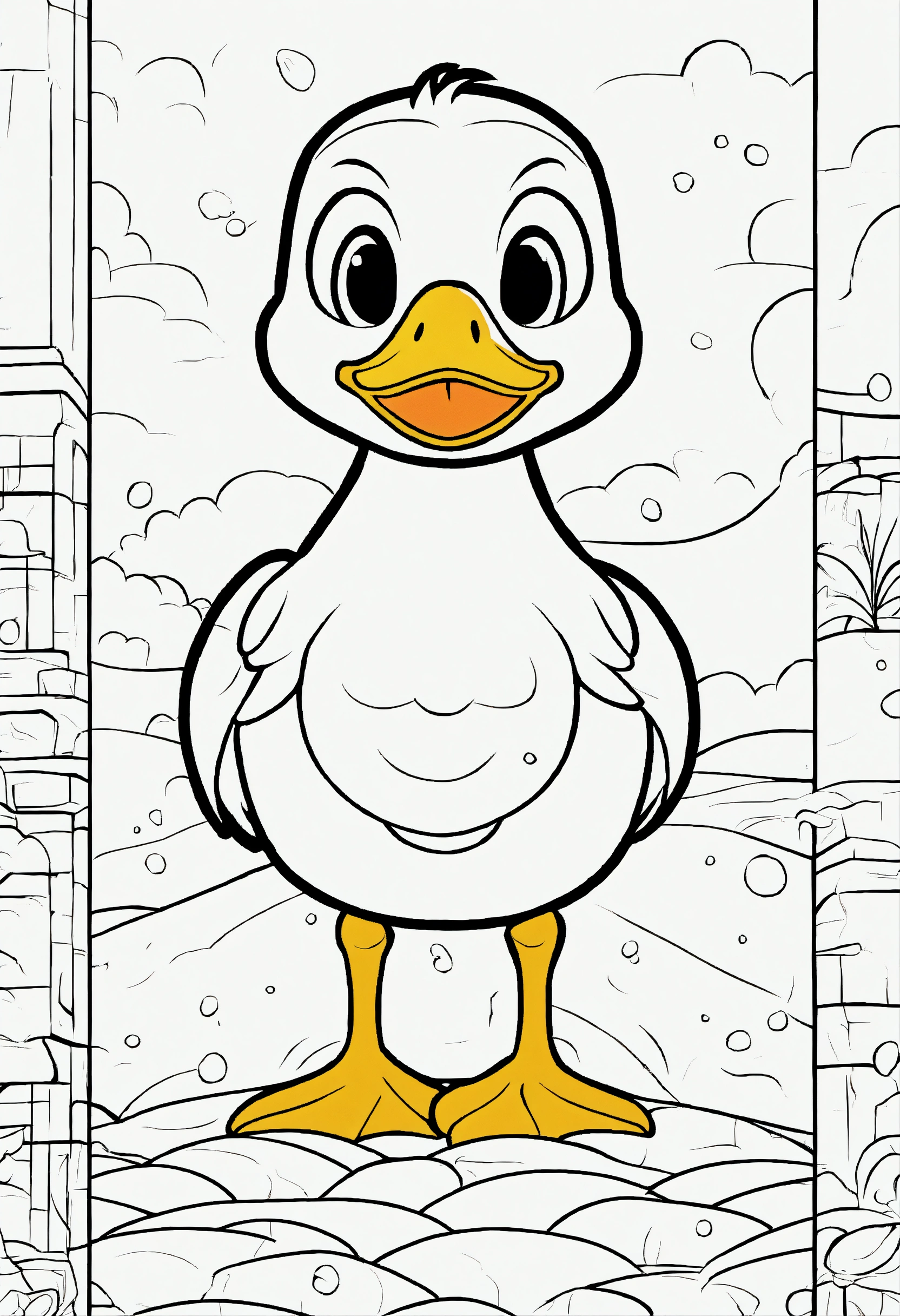 Lexica - Cute Duck, big cute eyes, pixar style, simple outline and ...