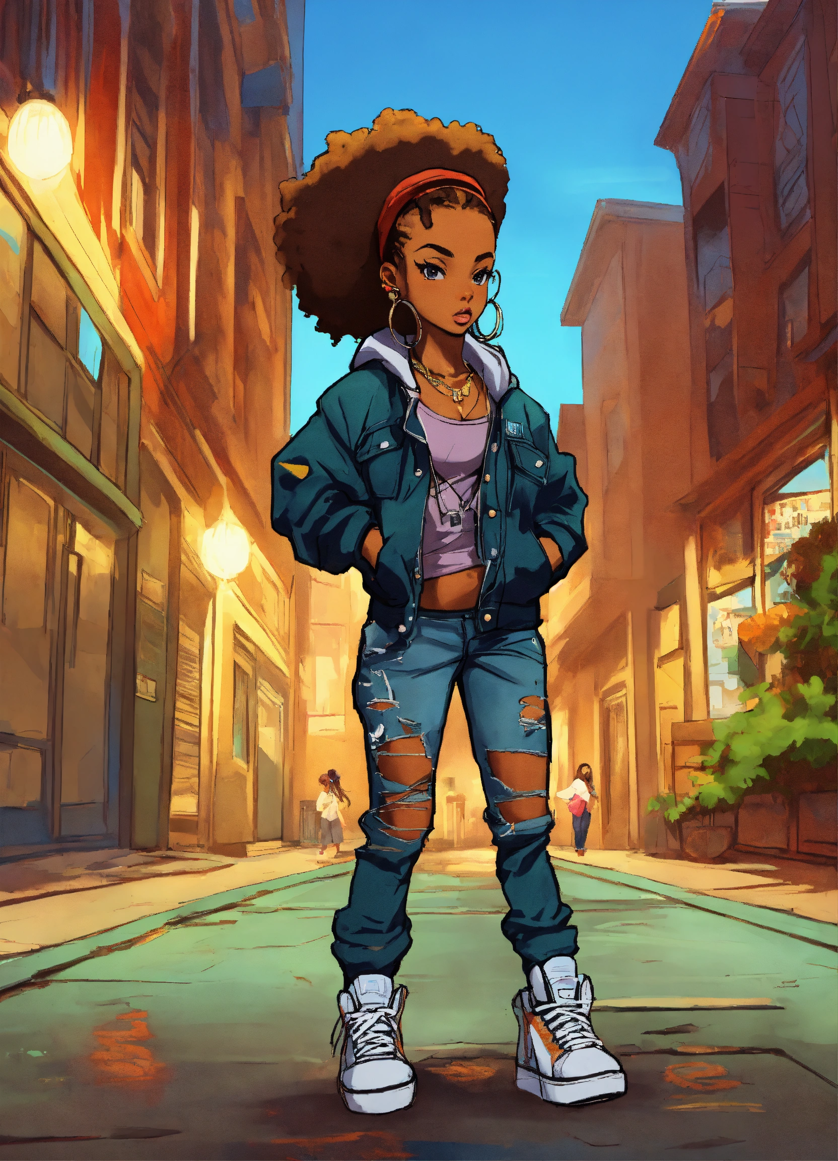 Lexica - Hip hop art style girl boondocks cartoon full body
