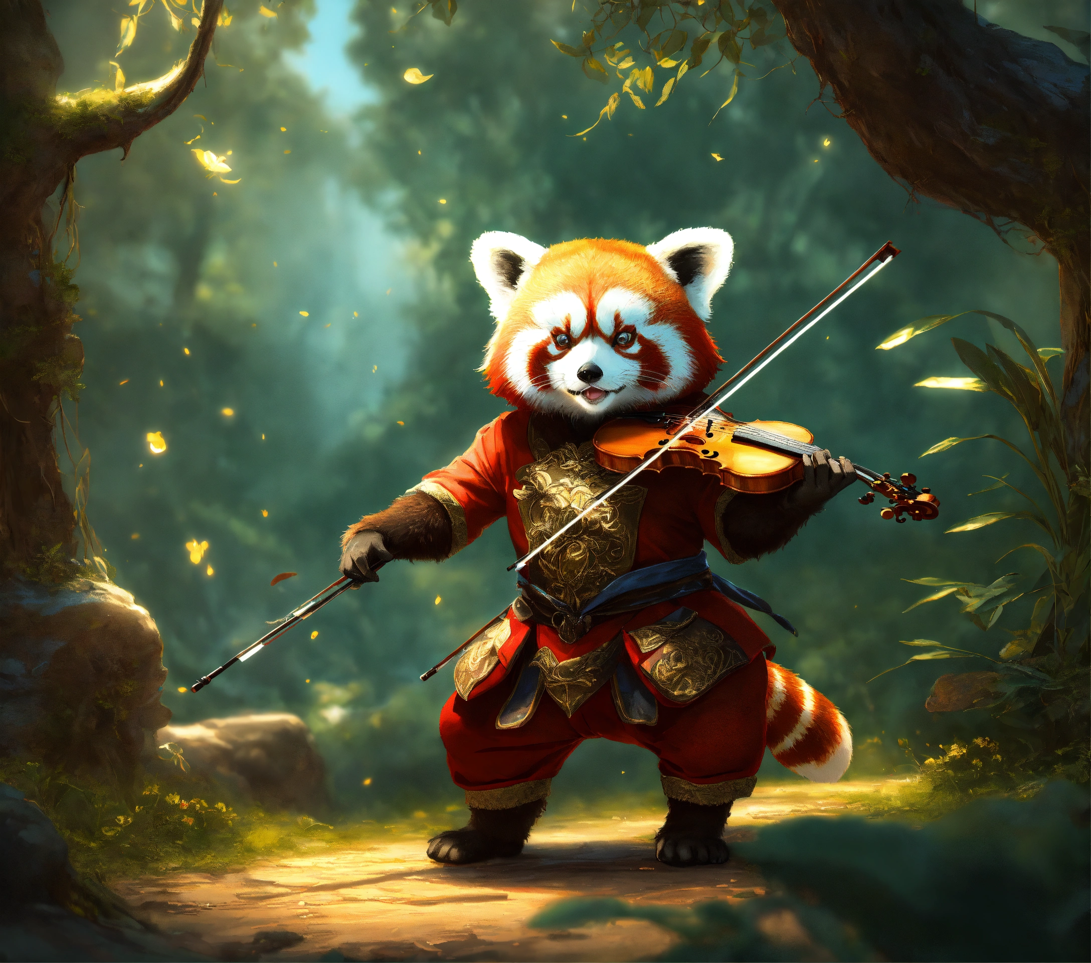 Lexica - Epic professional digital art of red panda warrior wearing ...