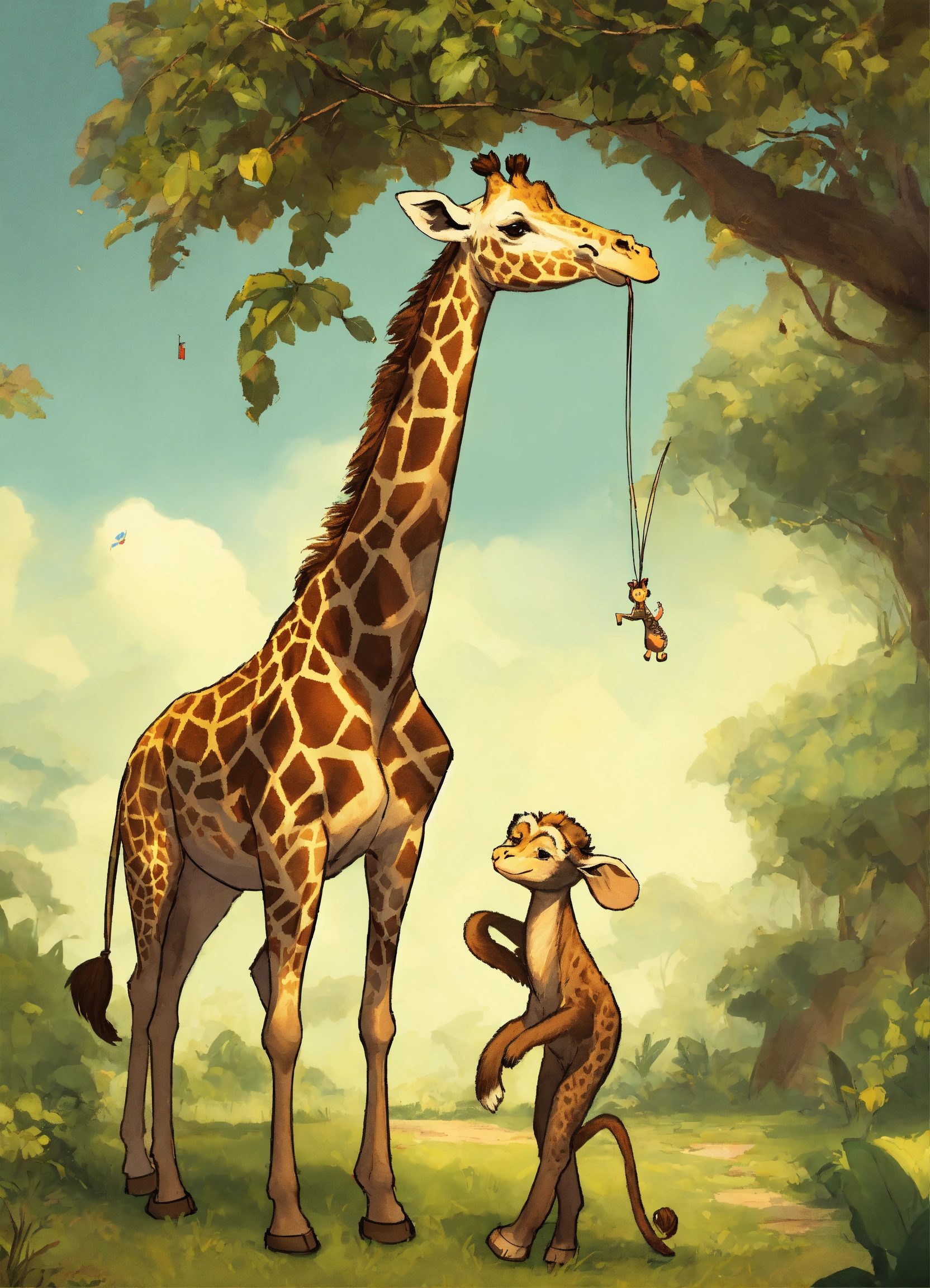 Lexica - A giraffe bit a little monkey