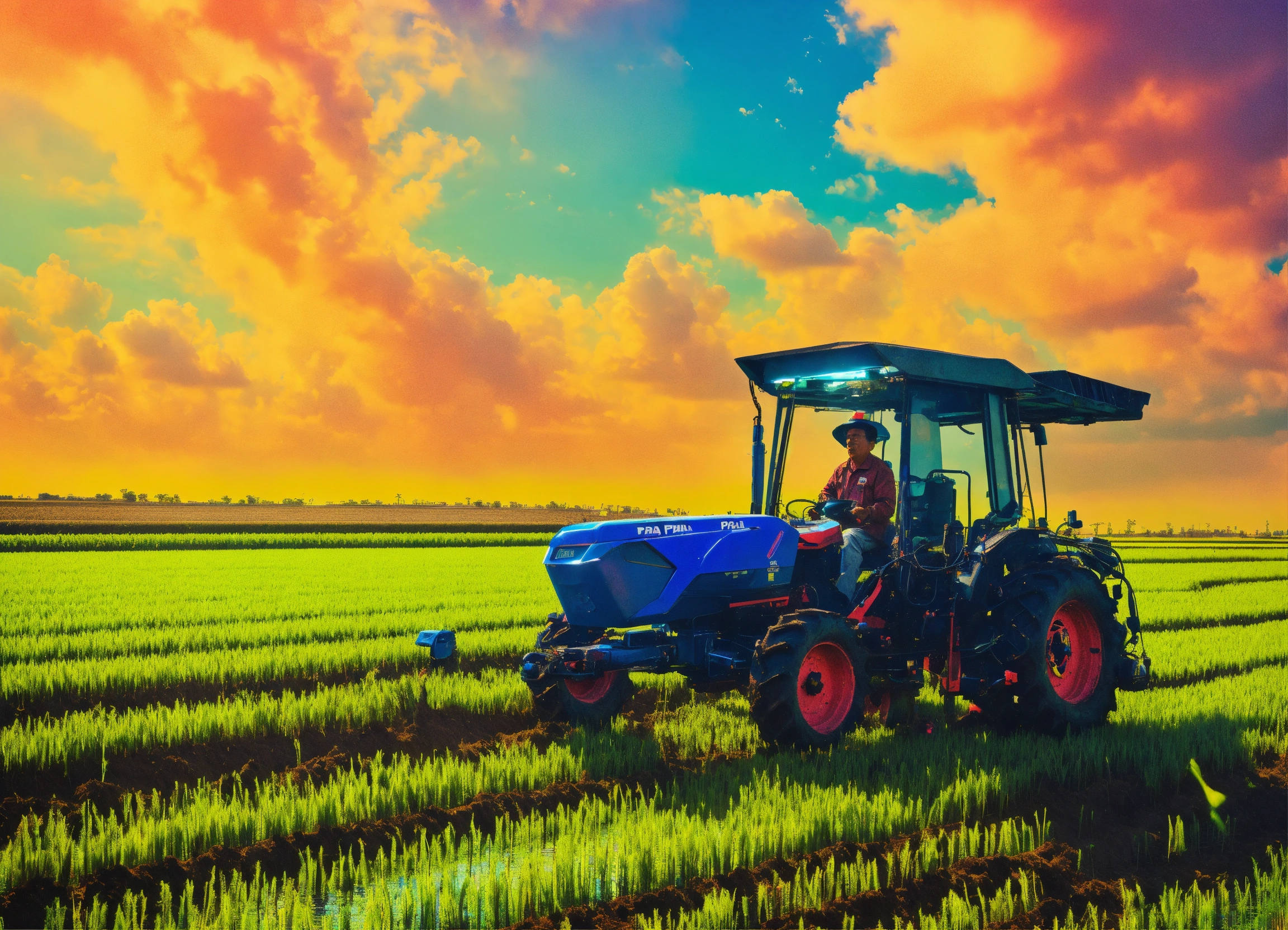 Lexica - A farmer, planting rice, together, farming, padi, modern ...