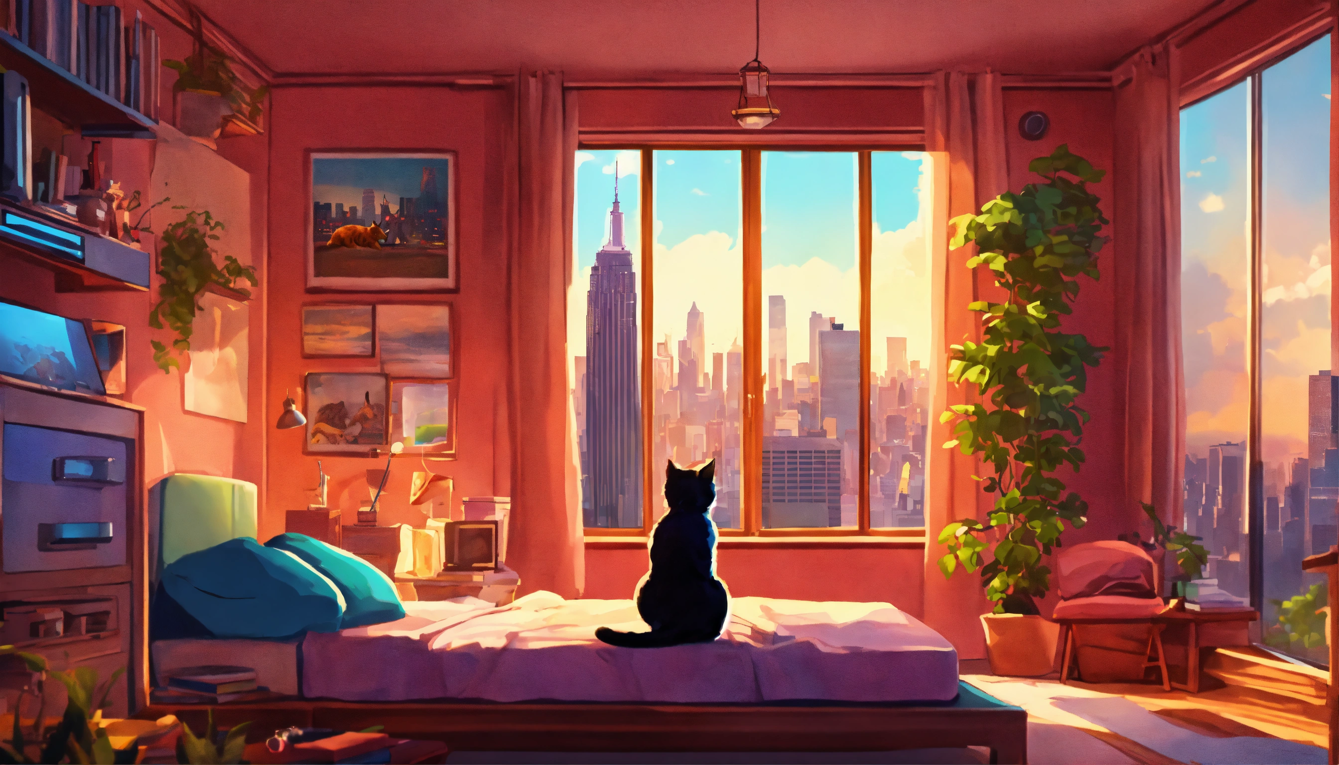 Lexica - Make a lofi style animation picture with a kids room and a ...