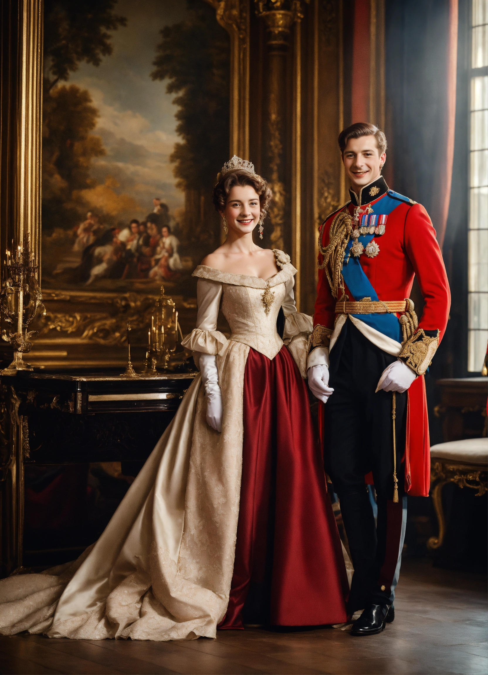 Lexica - Young cheerful and beautiful countess wearing dress and two ...