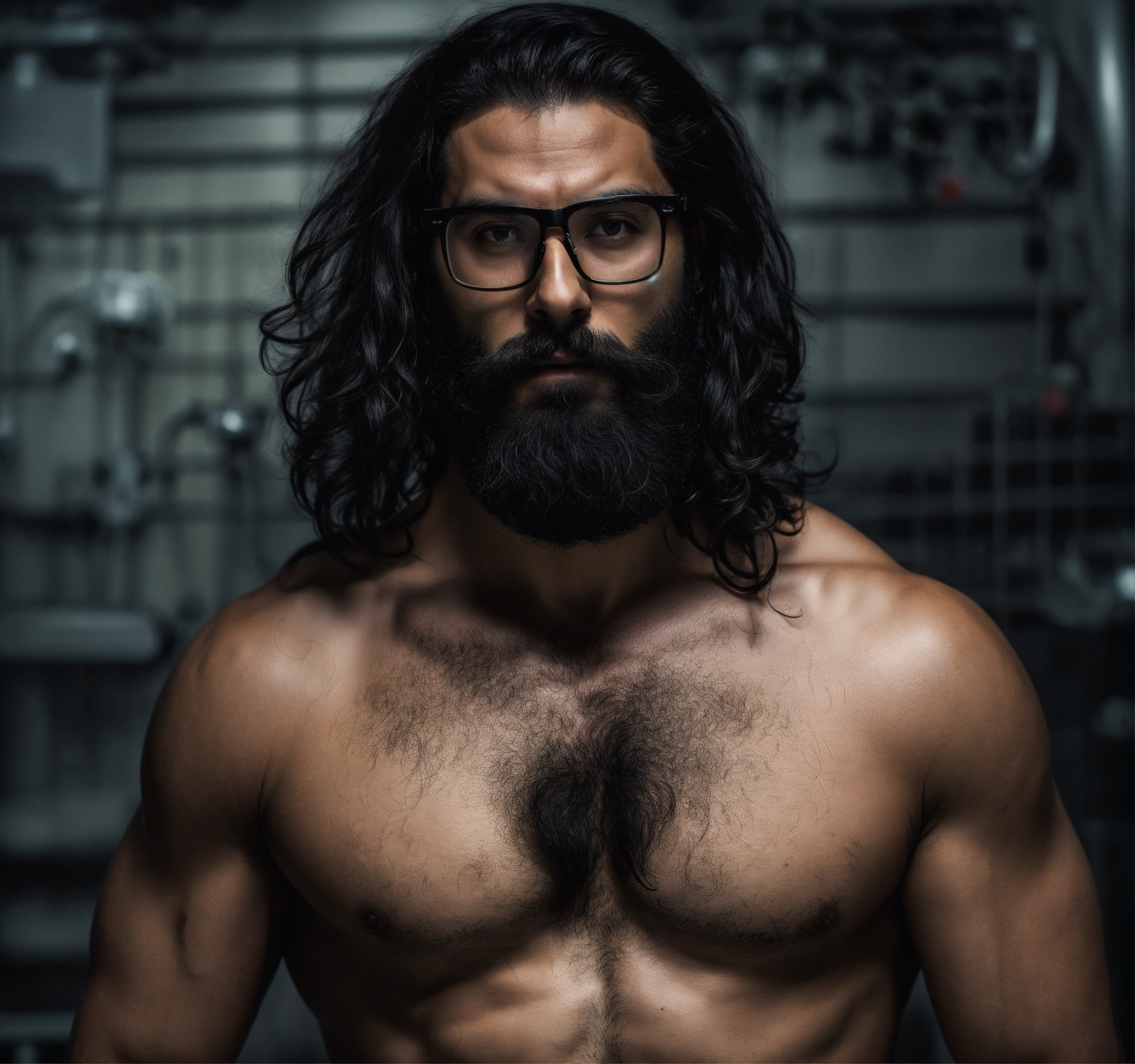 Lexica - Hospital nurse man with black long hair and black beard with ...