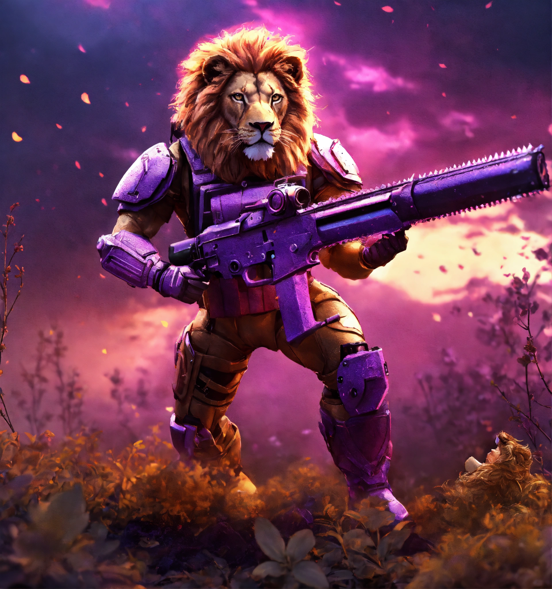 Lexica - Humanoid lion soilder fighting with a chainsaw in his hands ...