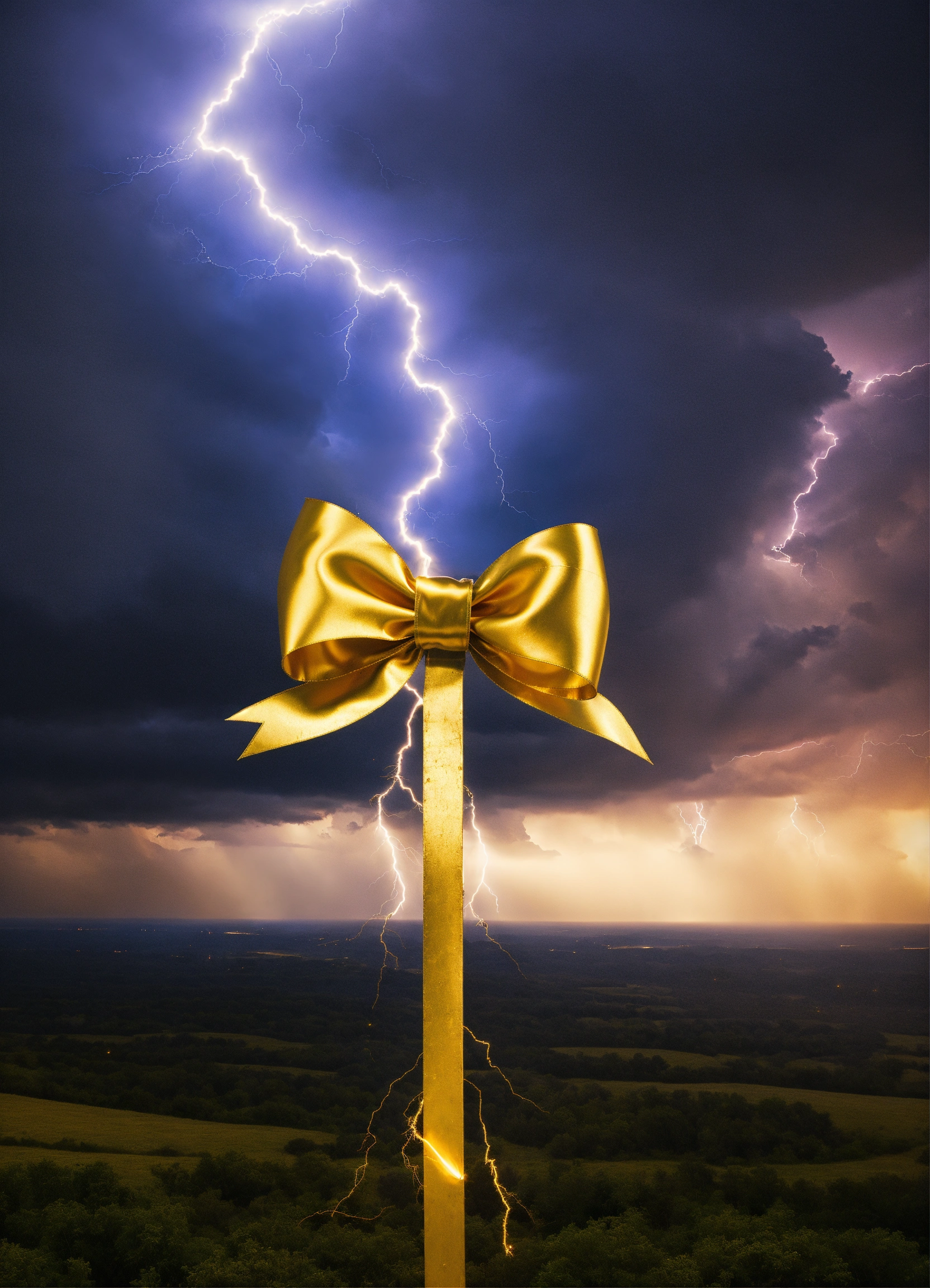 Lexica - Gold bow with lightning shooting down from the sky
