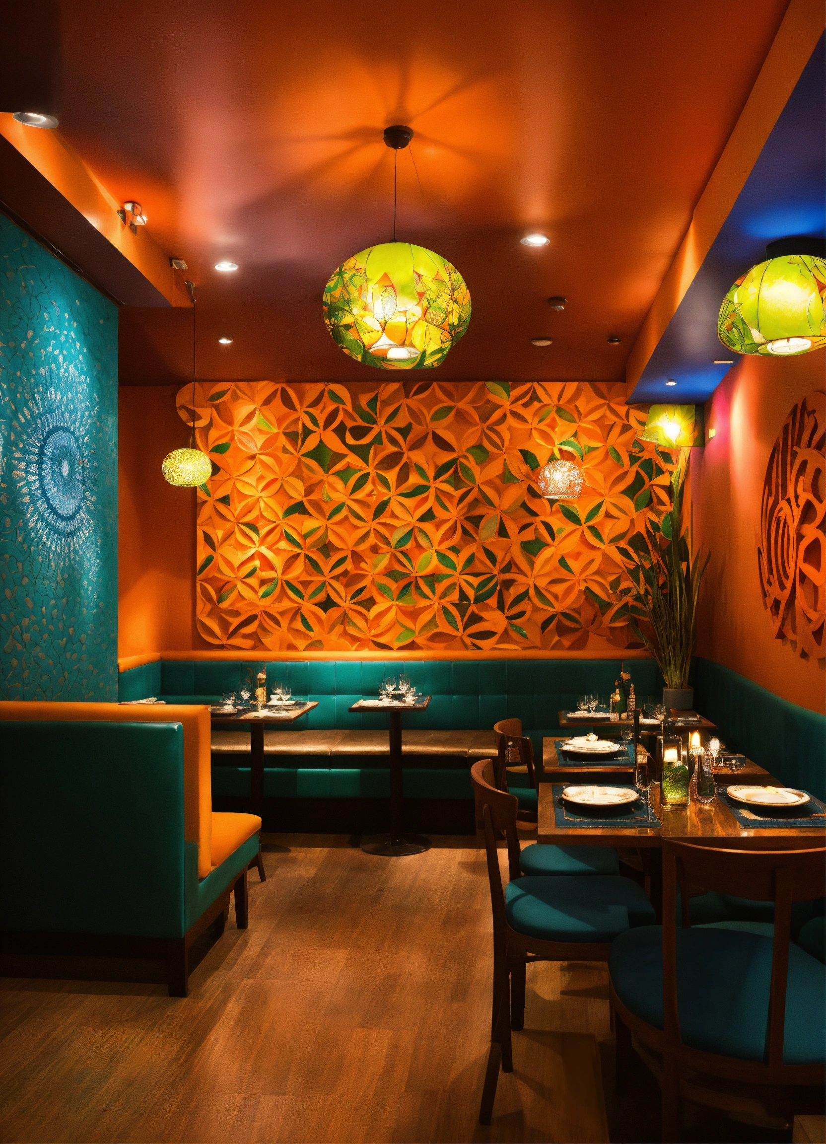 Lexica - Design a vibrant Indian restaurant interior with a modern and ...