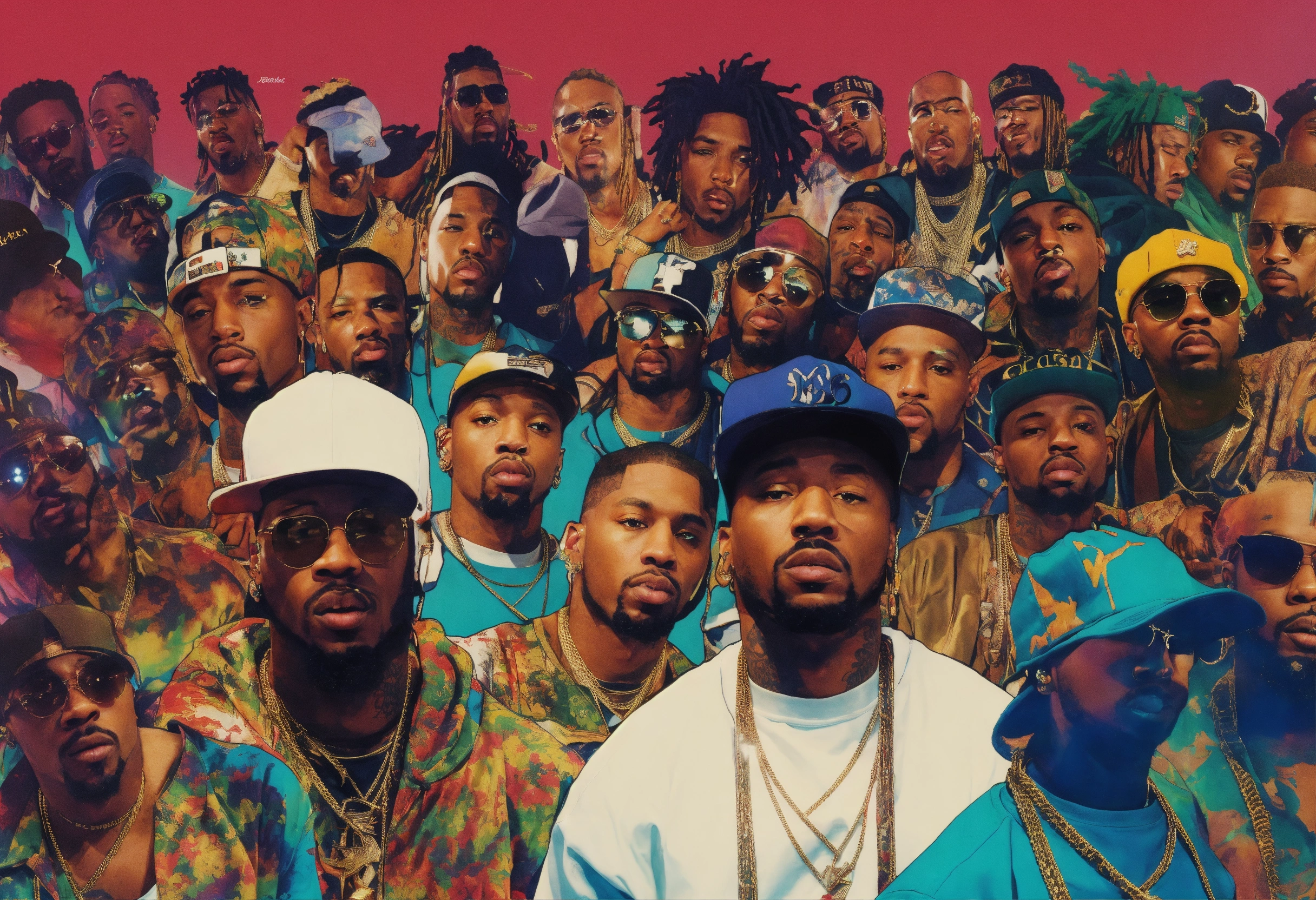 Lexica - Faded white background wallpaper of a lot of rappers