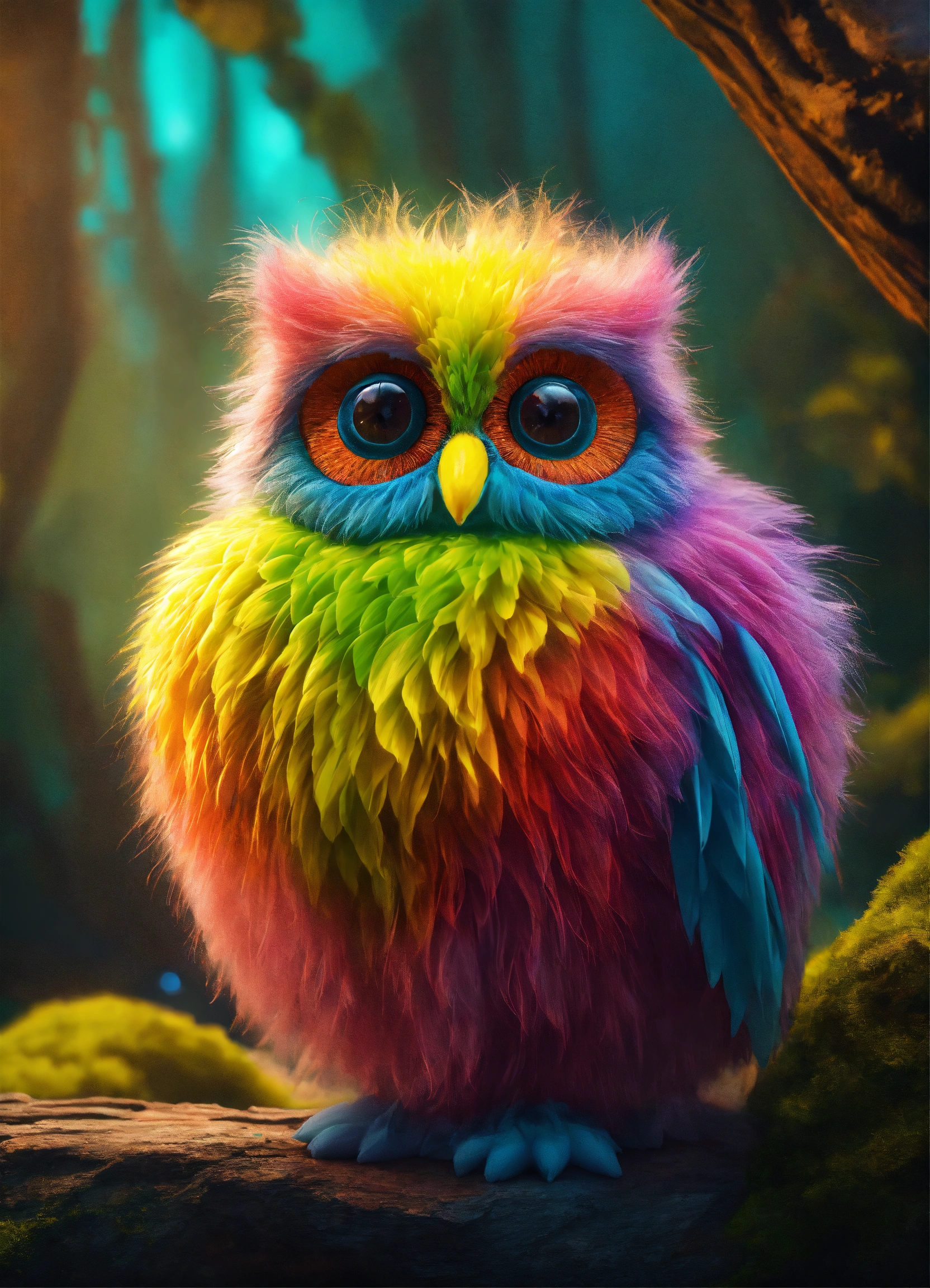 Lexica - Ultra beautiful puffy furry multicolored creature in a ...