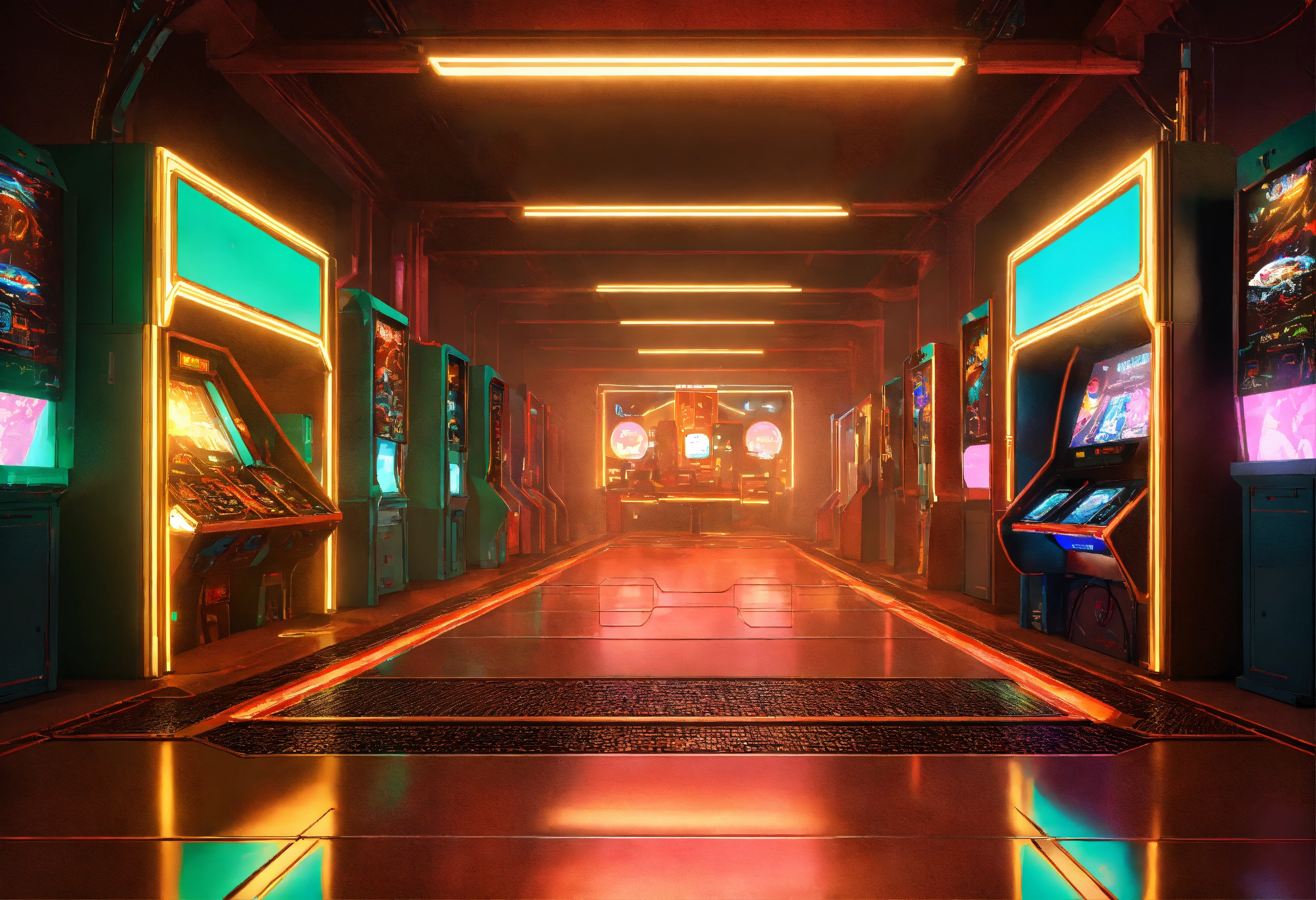 Lexica - Sci Fi tech arcade with lots of lights, base of operations ...