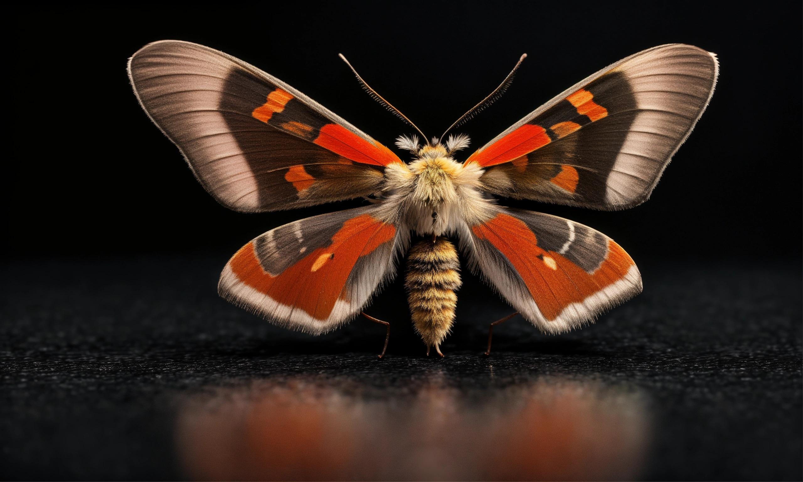 Lexica - New zealand pūriri moth on black background 3d photo realistic