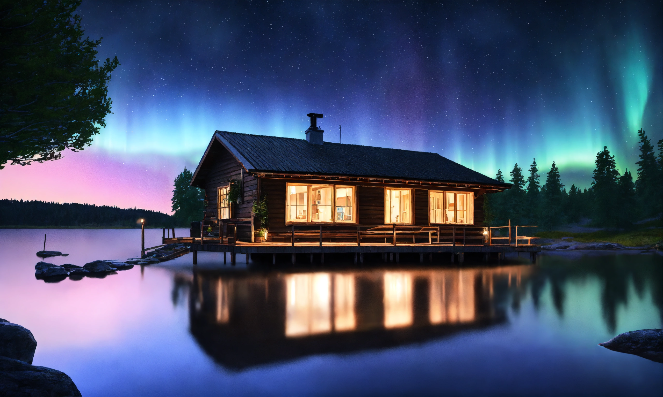 Lexica - Epic shot of ultra cozy wooden cottage in Sweden with a ...