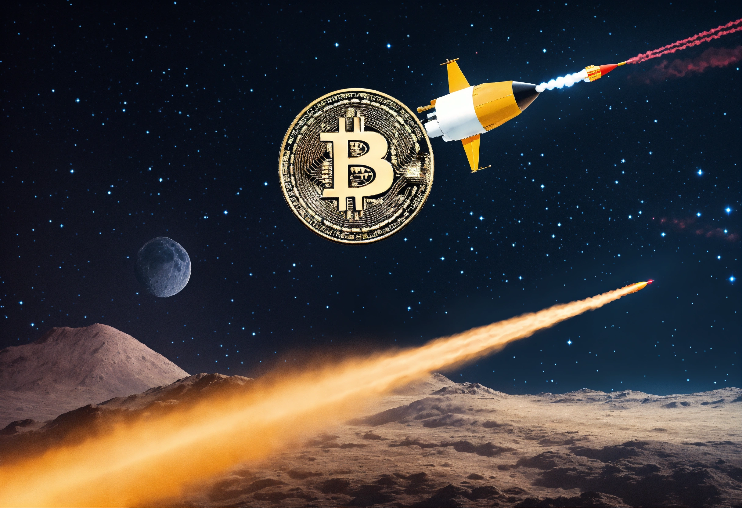 Lexica - Bitcoin riding on a rocket to the moon