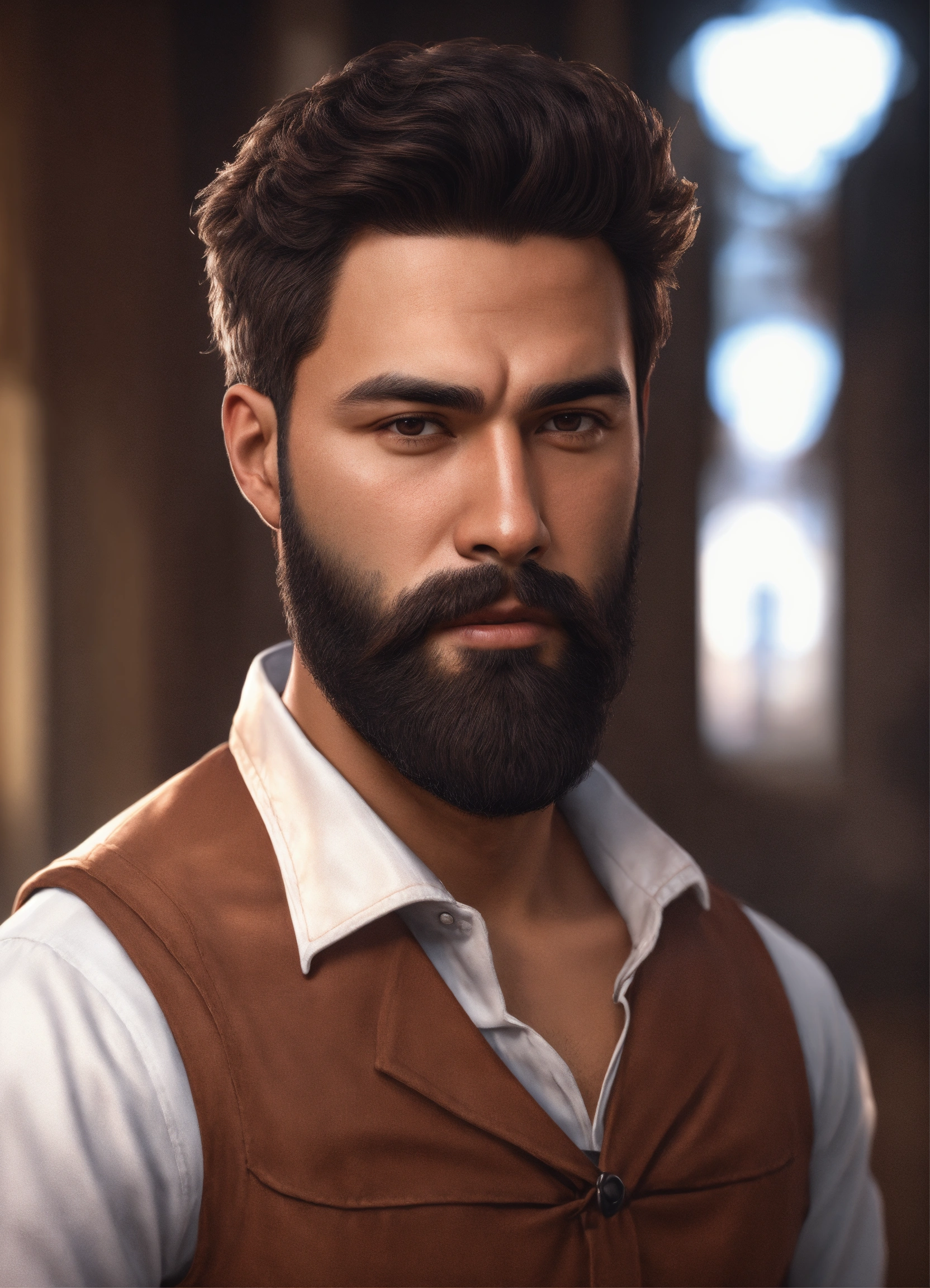 Lexica - Portrait of a handsome hispanic with a beard, realistic, 8k ...