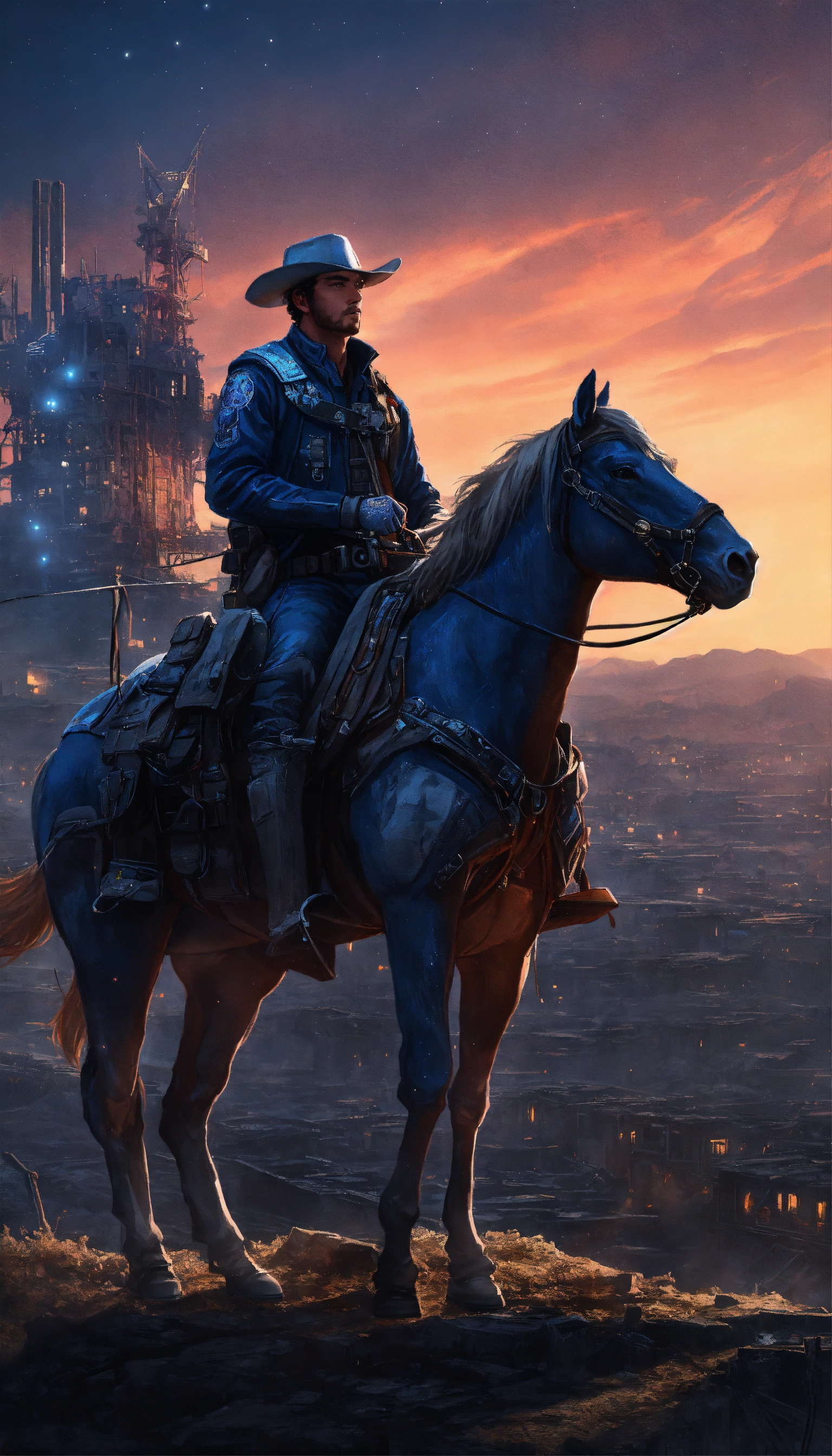 Lexica - A space cowboy riding a horse. the scene is set in the ...