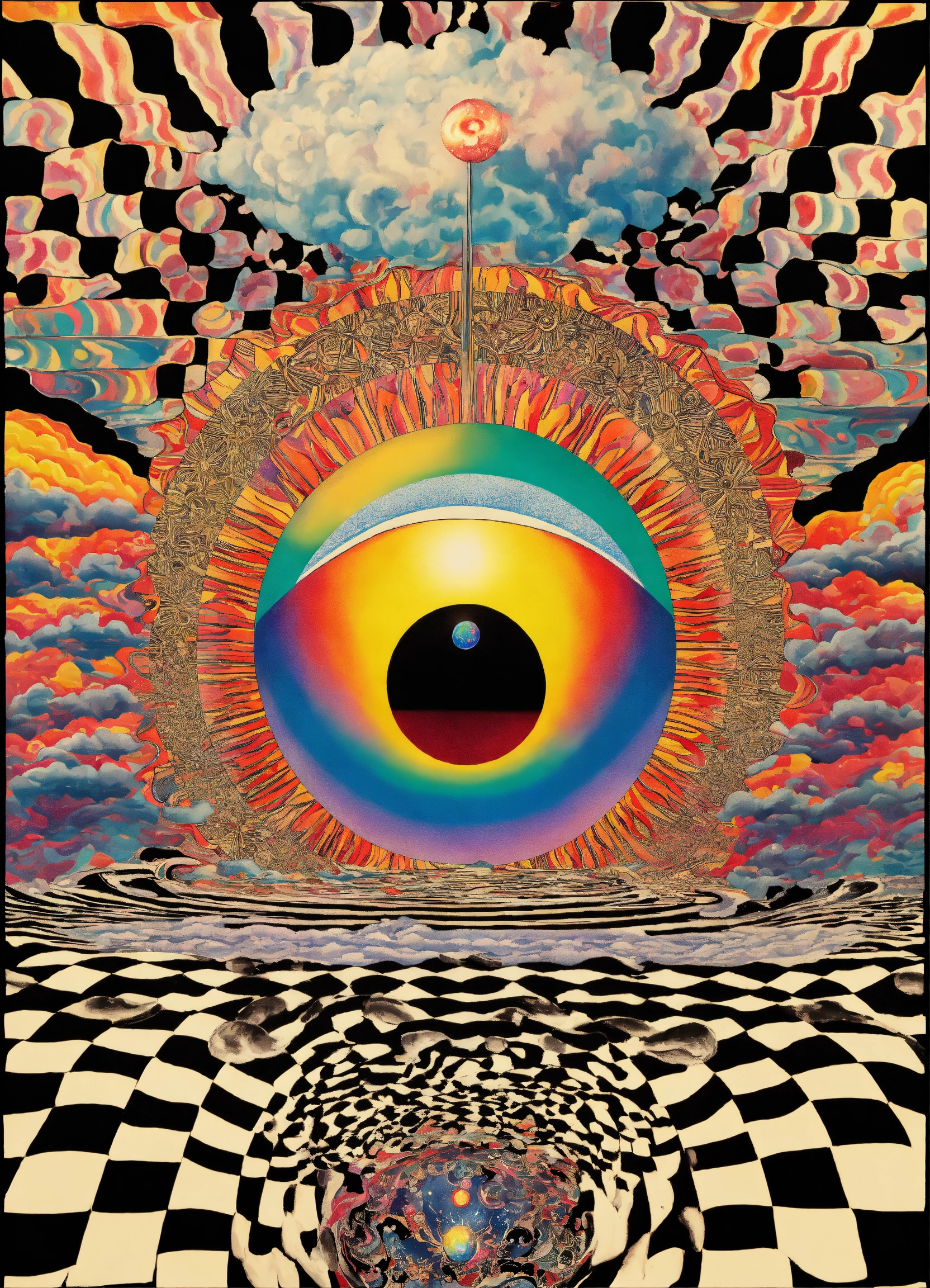 Lexica Japanese Vintage Poster Oriental Eye Ball Melting Psychedelic Realm Dream