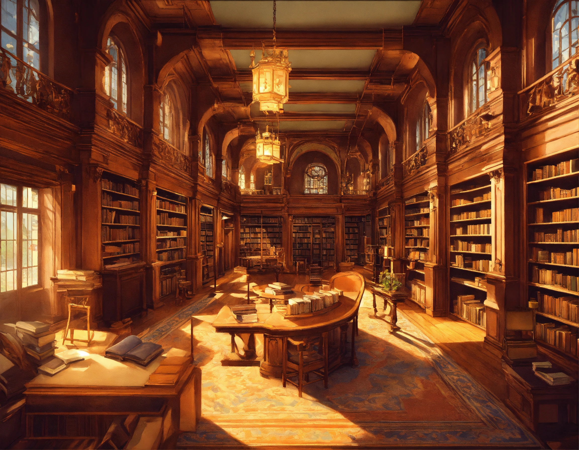 Lexica - Archaic library interior, orthographic, isometric