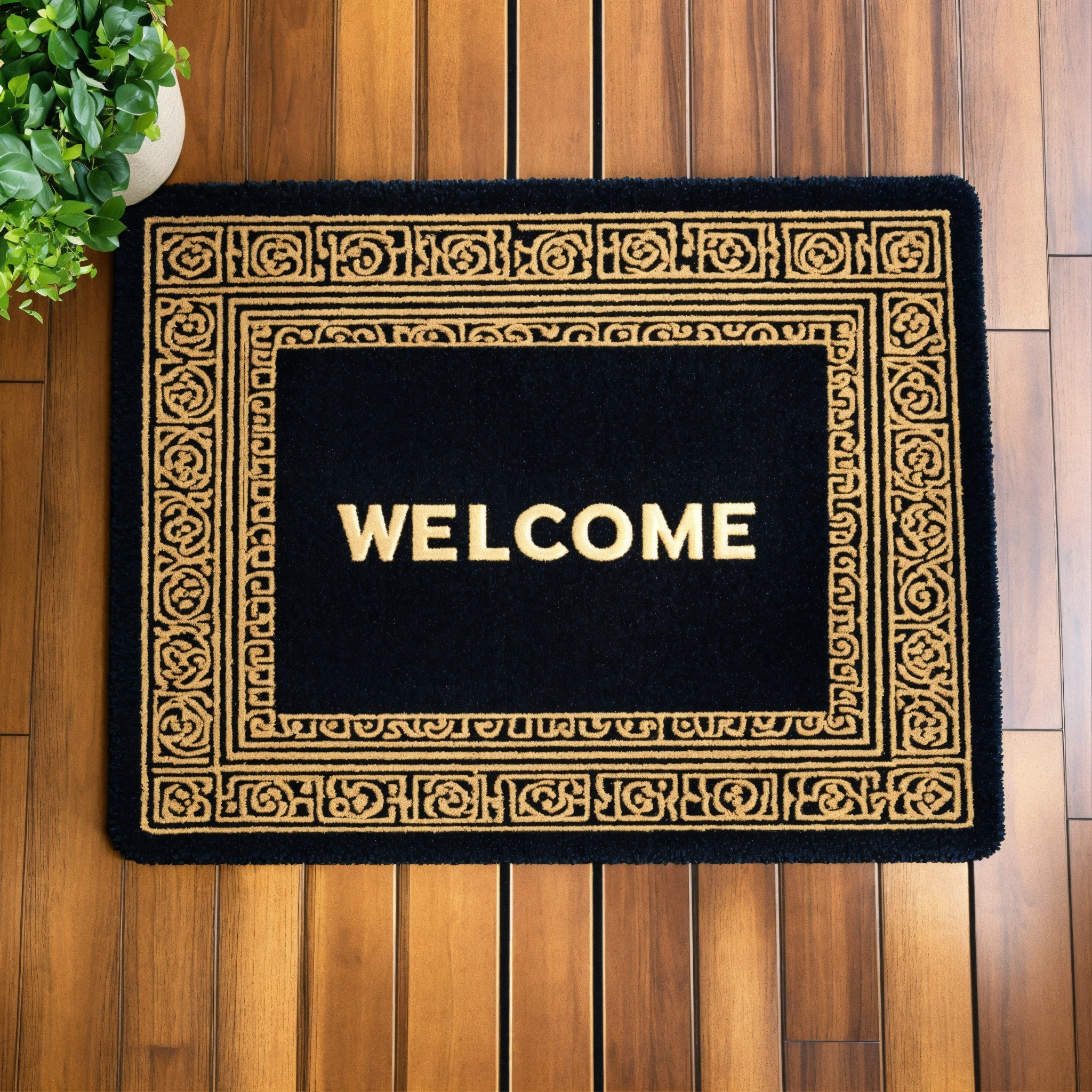 Lexica - A photo of a door mat with a welcome mat pattern. The mat is ...