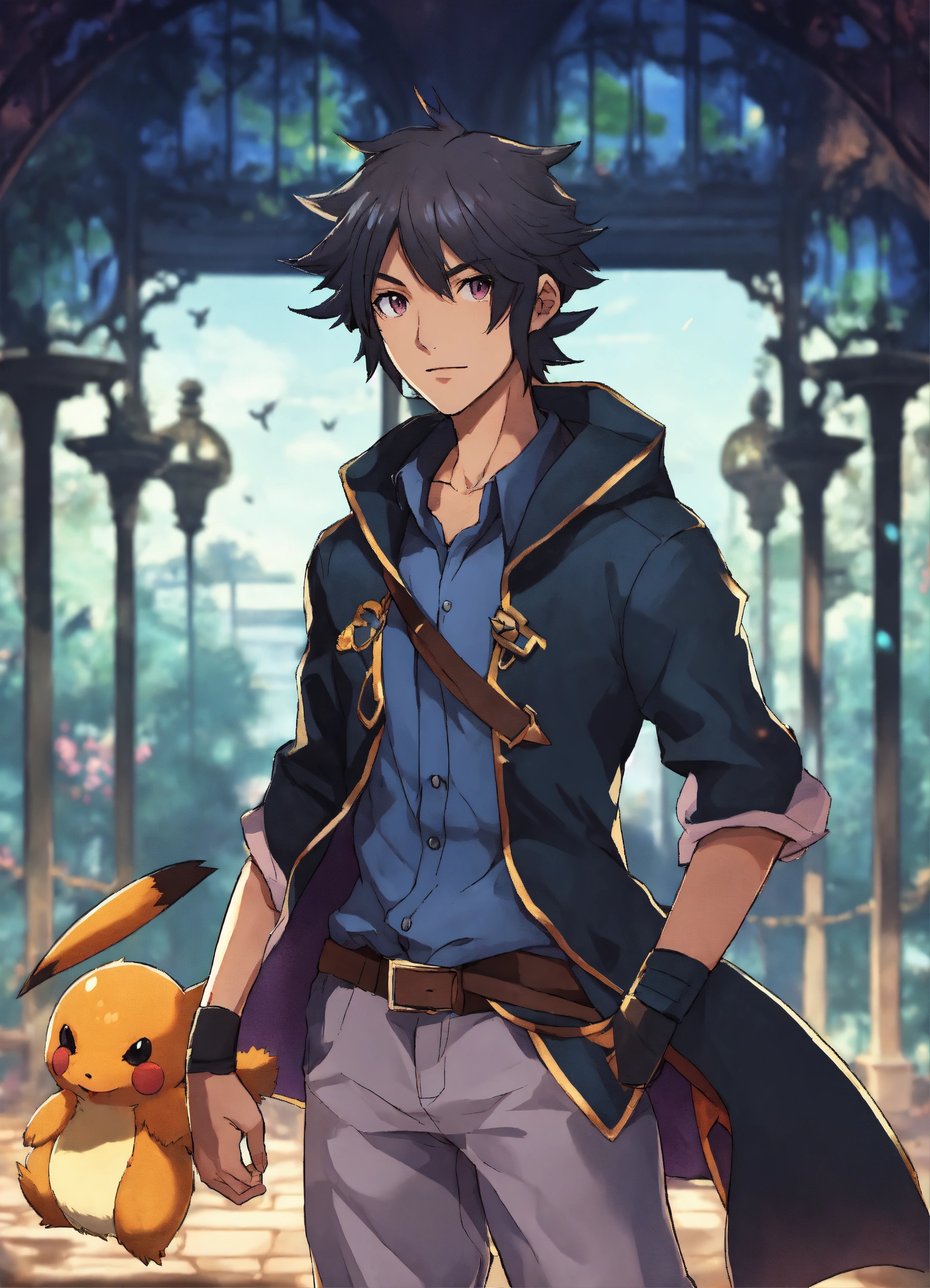 Lexica - Anime style, male protagonist of a dark fantasy pokemon game