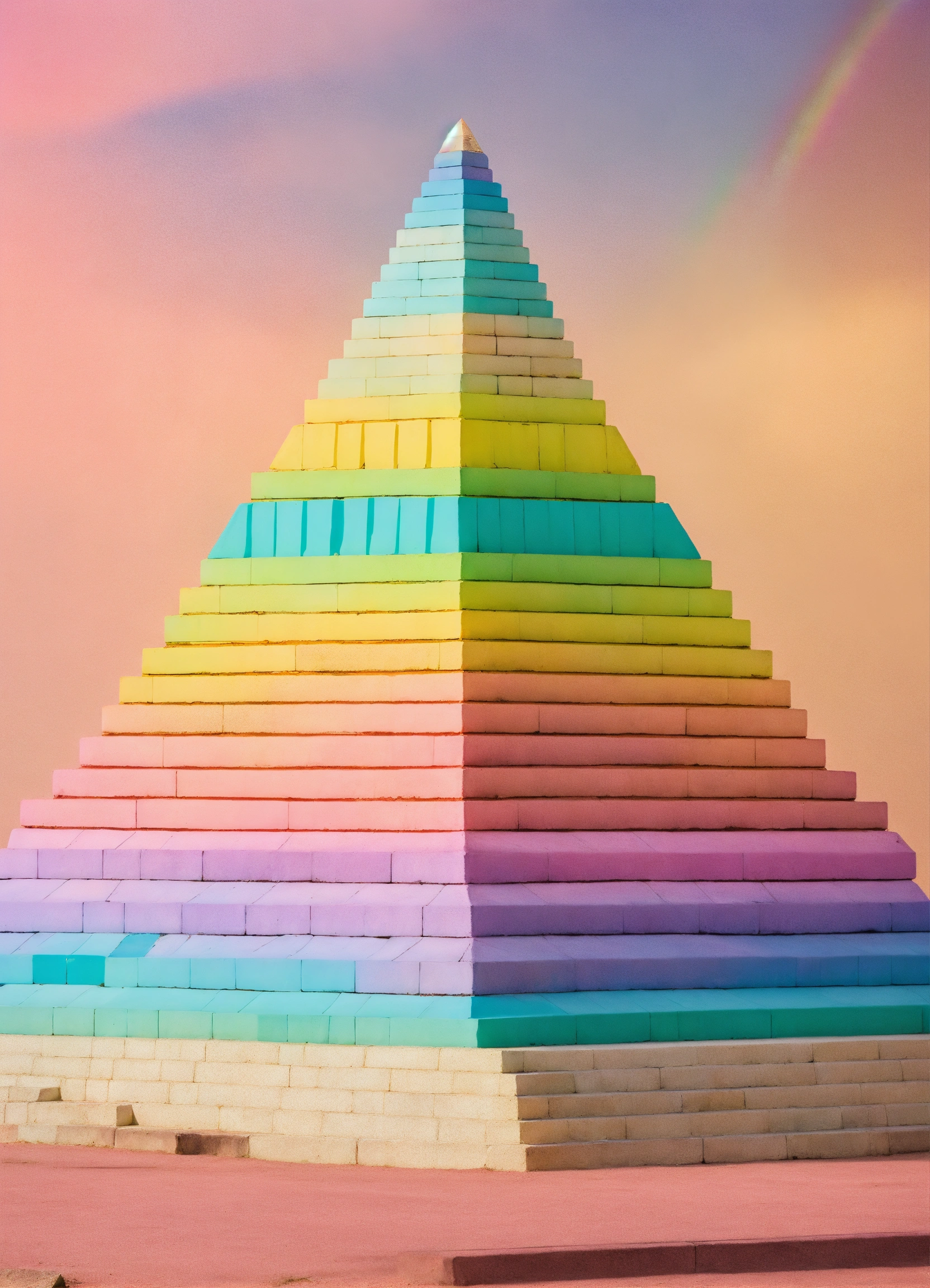 Lexica - Pyramid, split in 5 rows, each row with a rainbow pastel colors