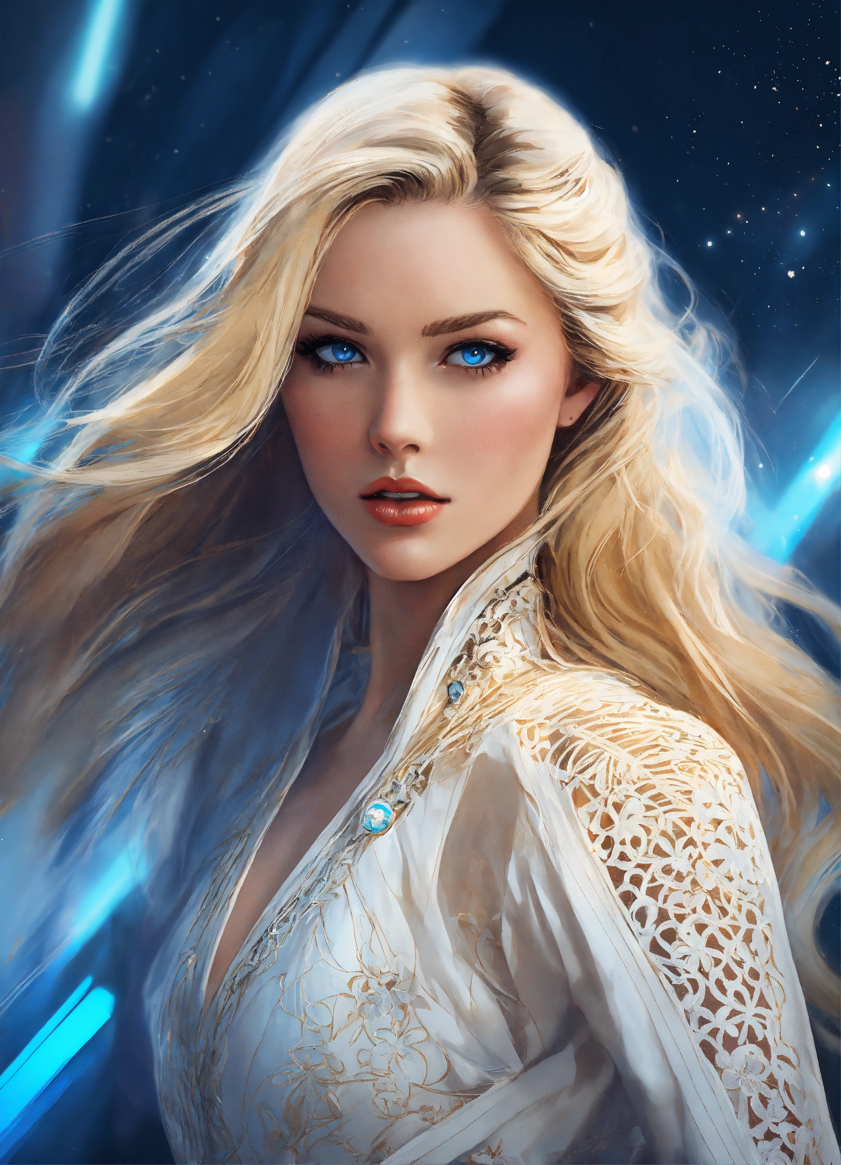 Lexica - Digital art of a Retro-futuristic woman in an action pose with ...