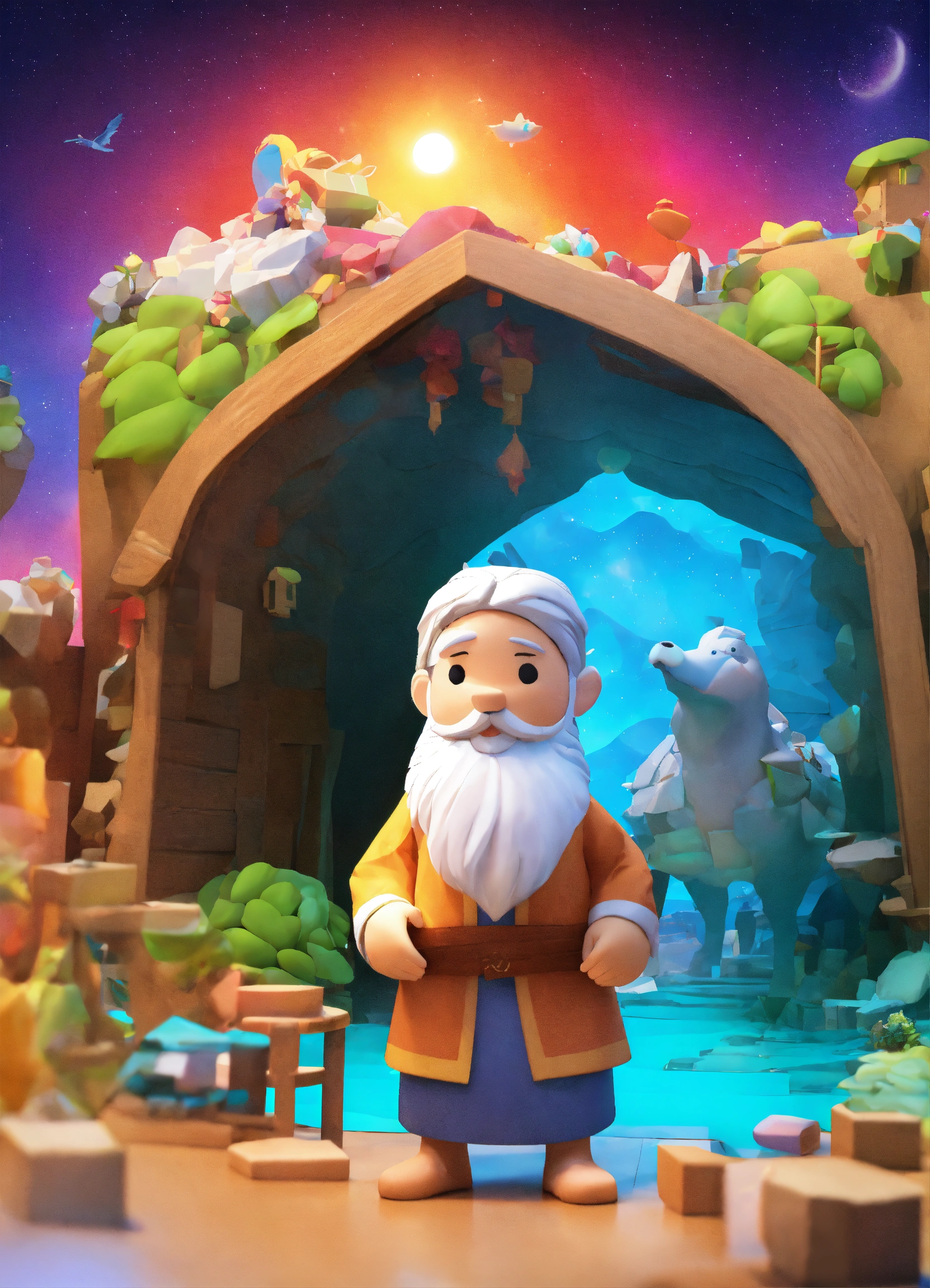 Lexica - Prophet noah, 3d mascot, Ark, empty of people with colorful ...
