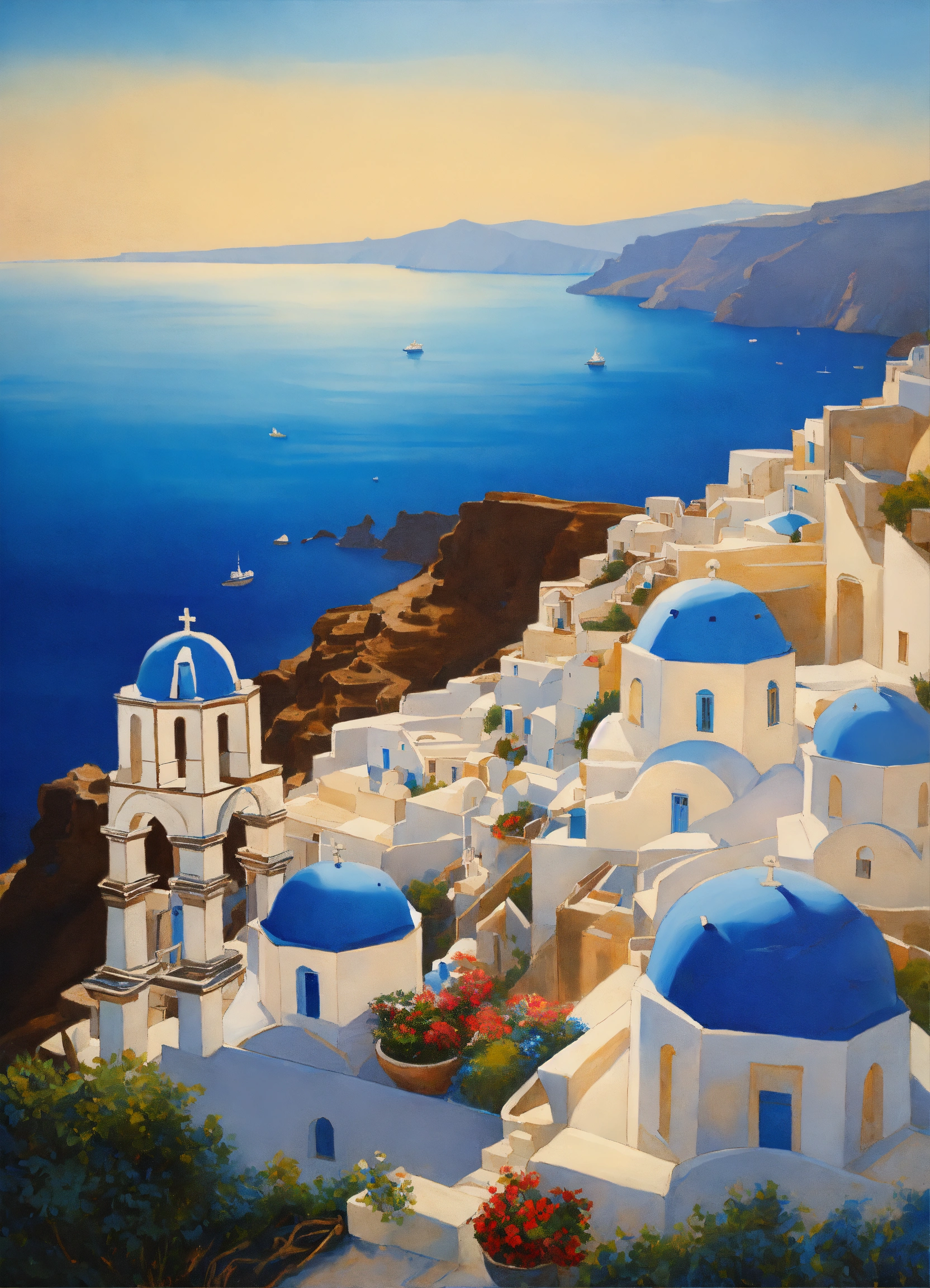 Lexica - Realism Leonardo da Vinci Painting Santorini in Greece ...