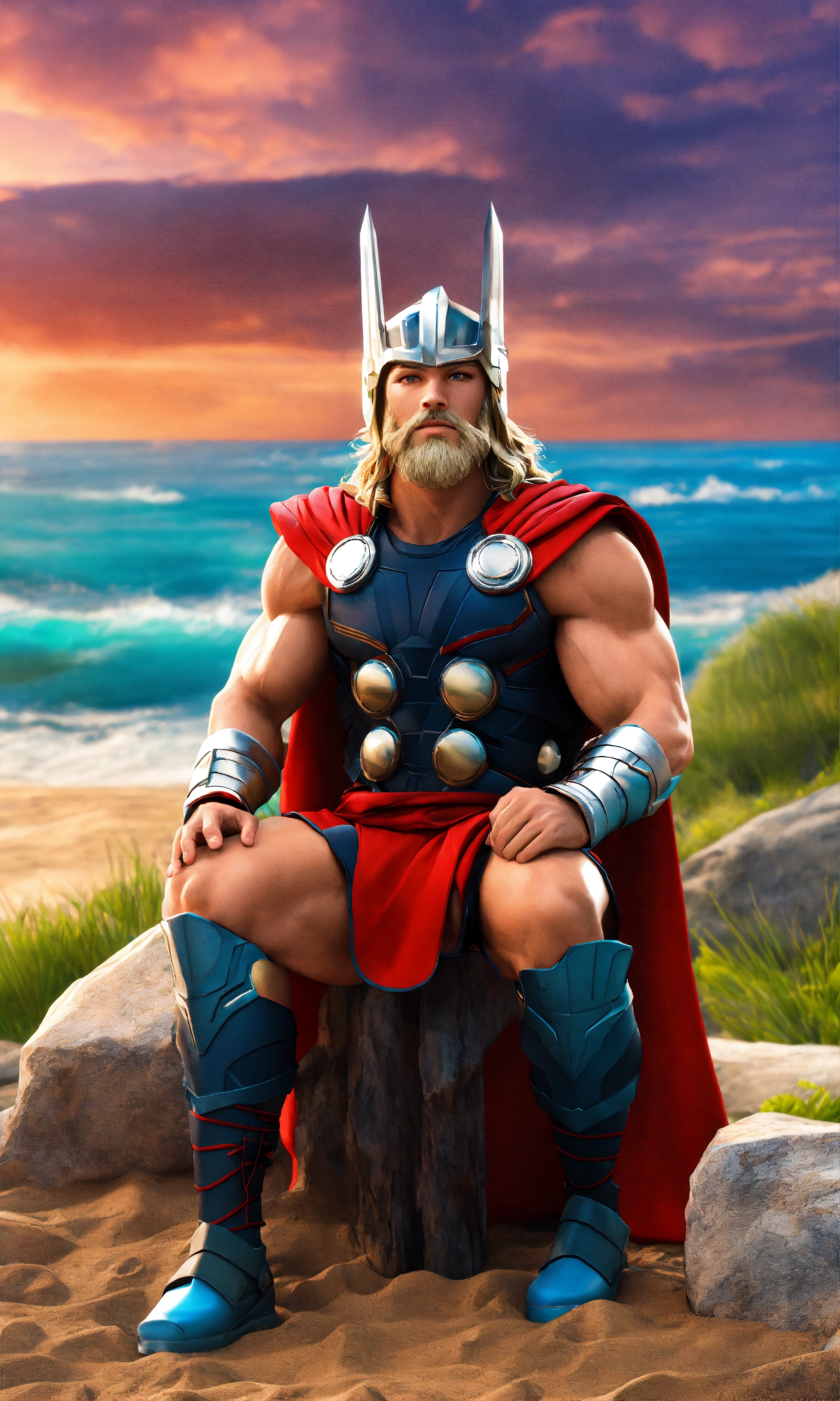 Lexica - Thor at the beach full-body, colorful background, 3D render ...
