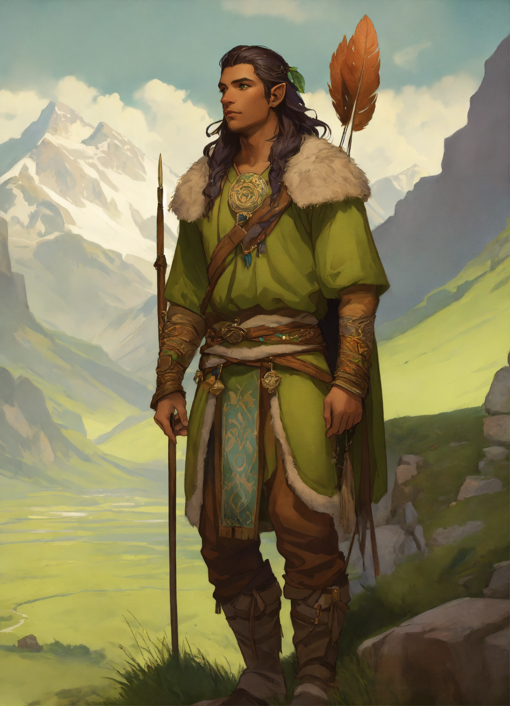 Lexica - Full body portrait of handsome elf male scout, high cheekbones ...
