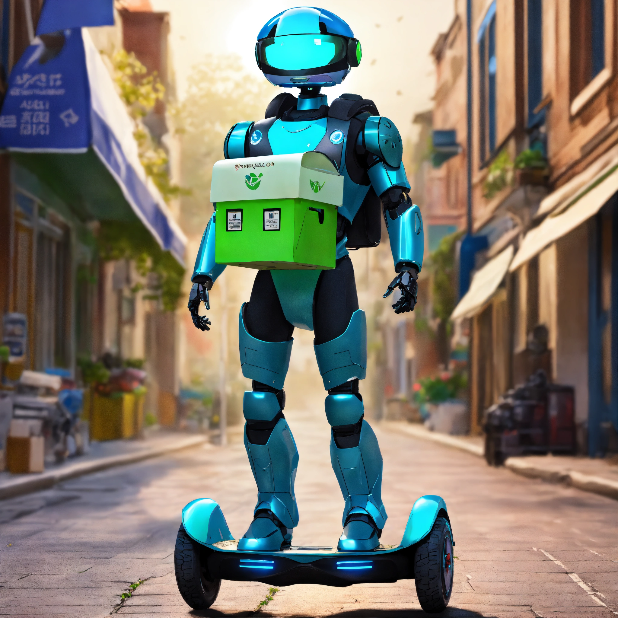 Lexica - A passionate male robot riding on Hoverboard, 