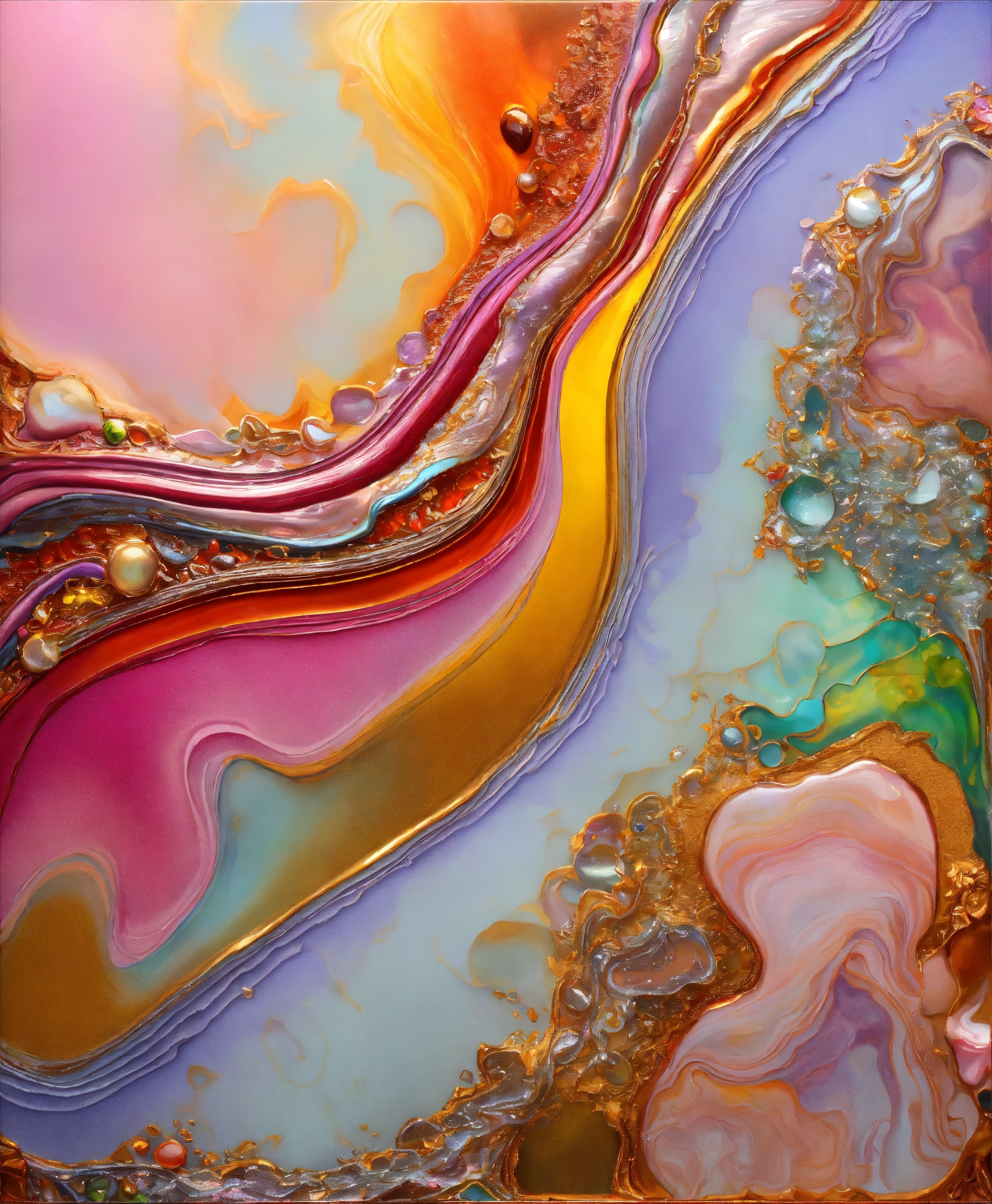 Lexica - Colorful abstract painting oil and water complex complicated ...