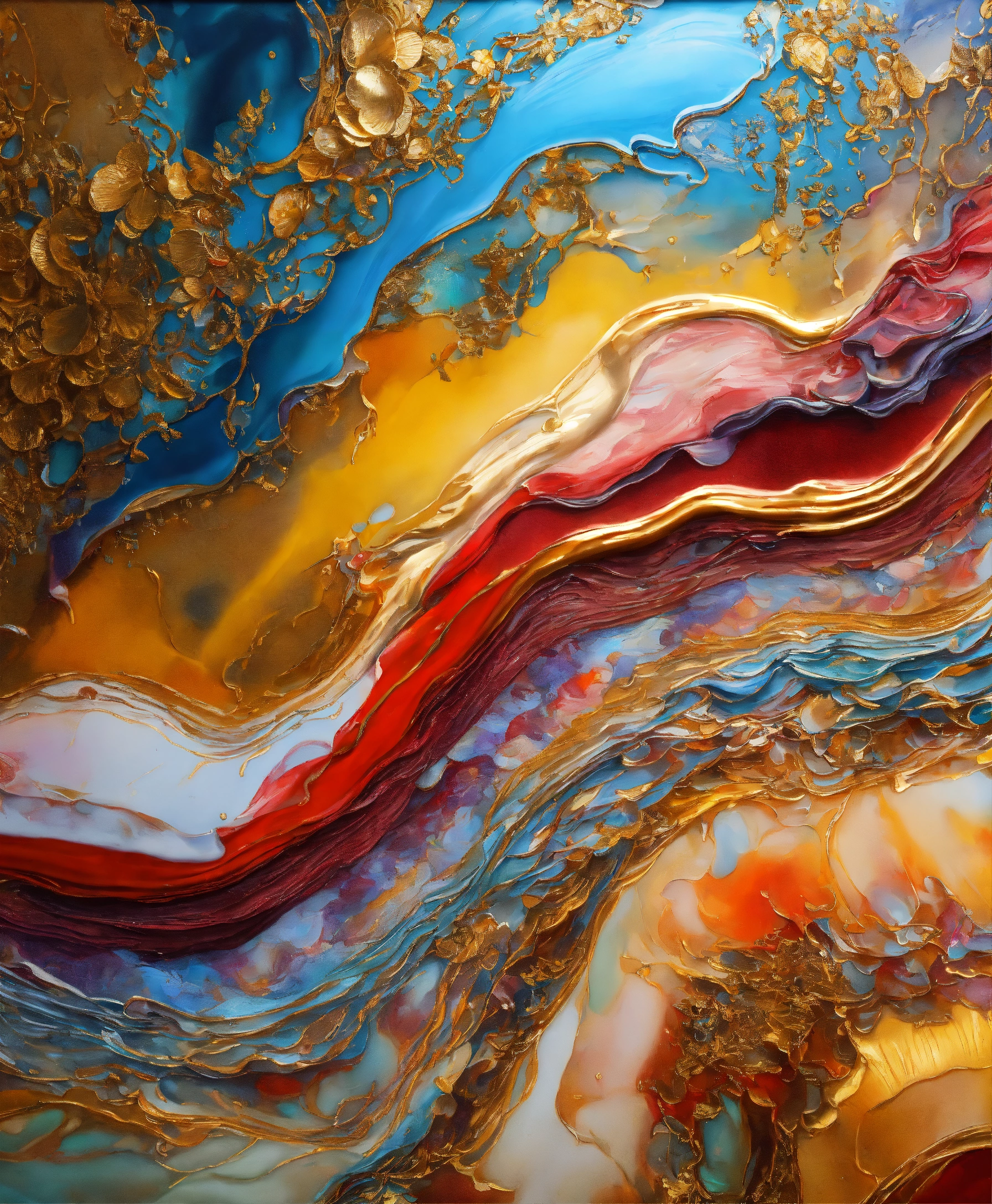 Lexica - Colorful abstract painting oil and water complex complicated ...