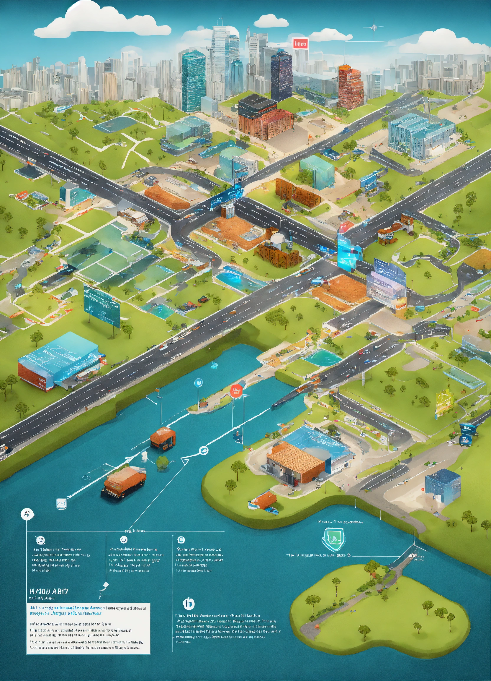 Lexica - A map, showing the AI-augmented highway ahead, a modern ...