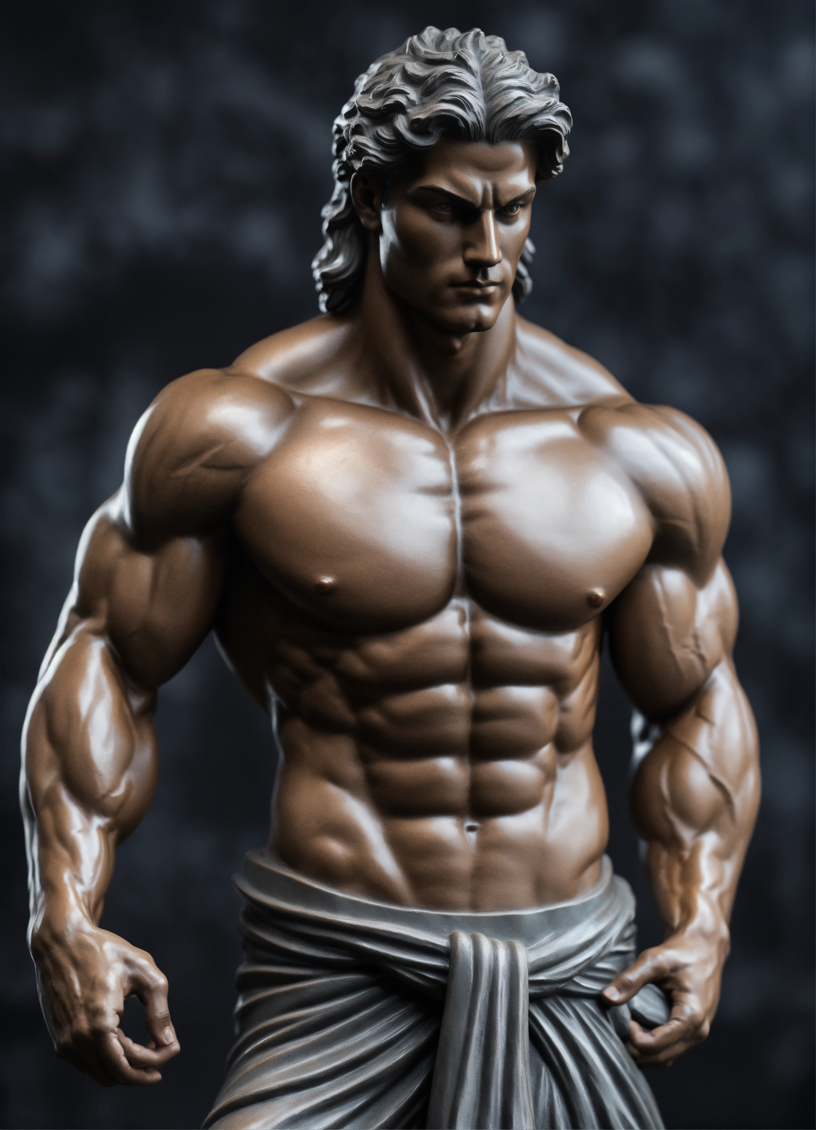 Lexica - A Statue from a muscular Greek god Statue with a wavey middel ...
