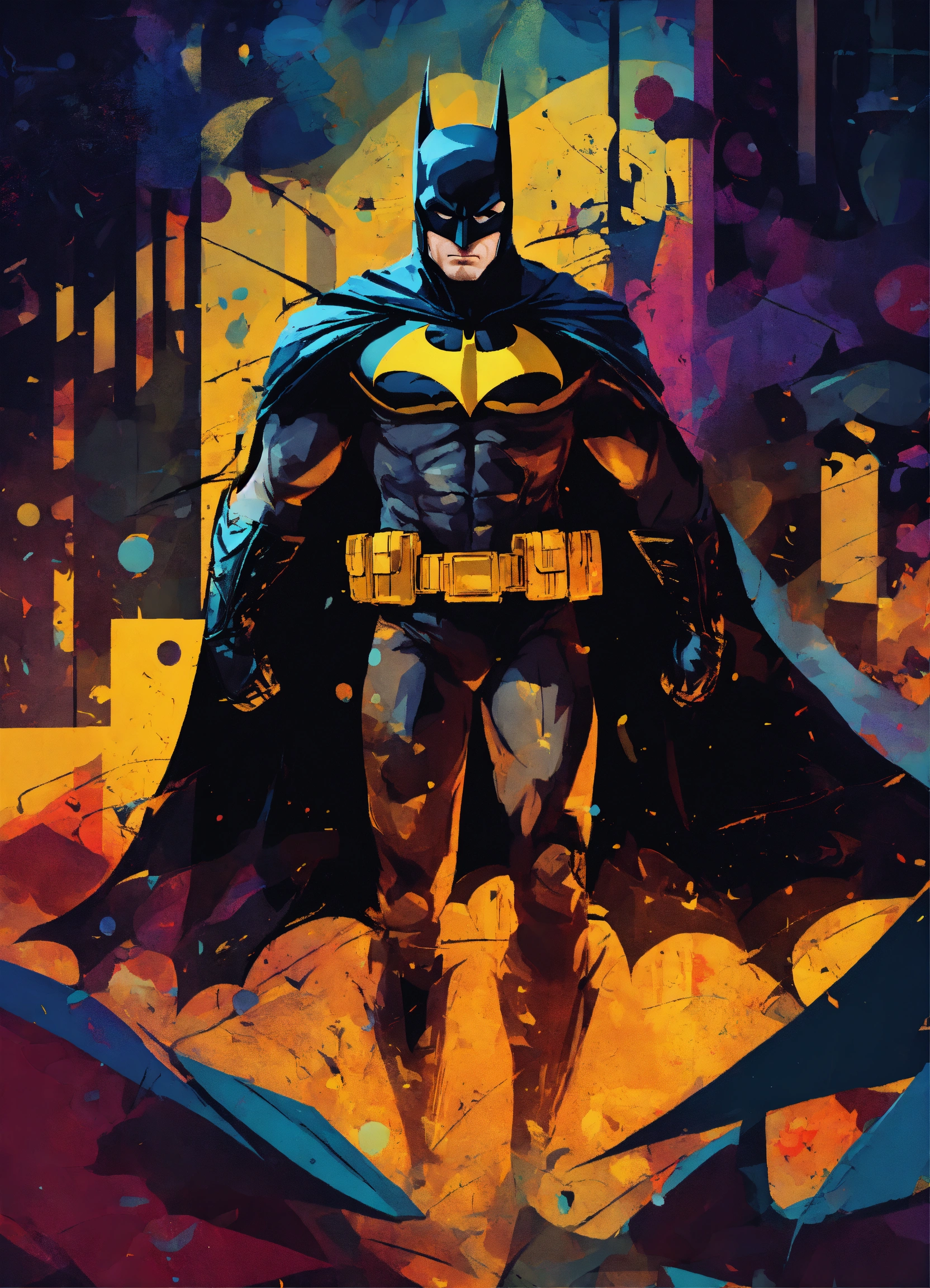 Lexica - A mysterious batman with abstract background