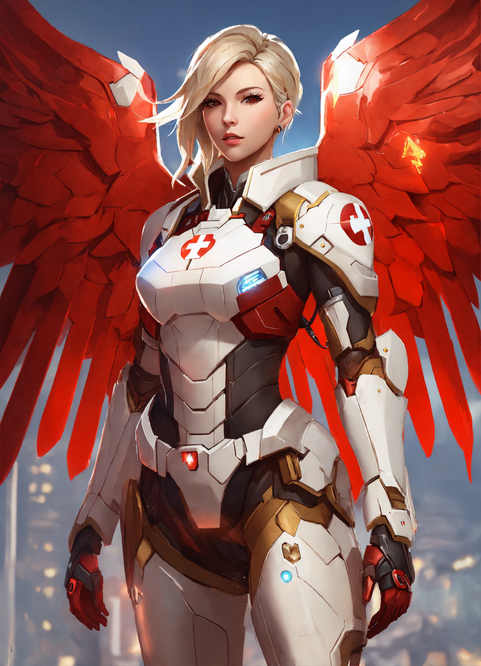 Lexica - Female Mercy Overwatch wearing white Iron Man armor with a ...
