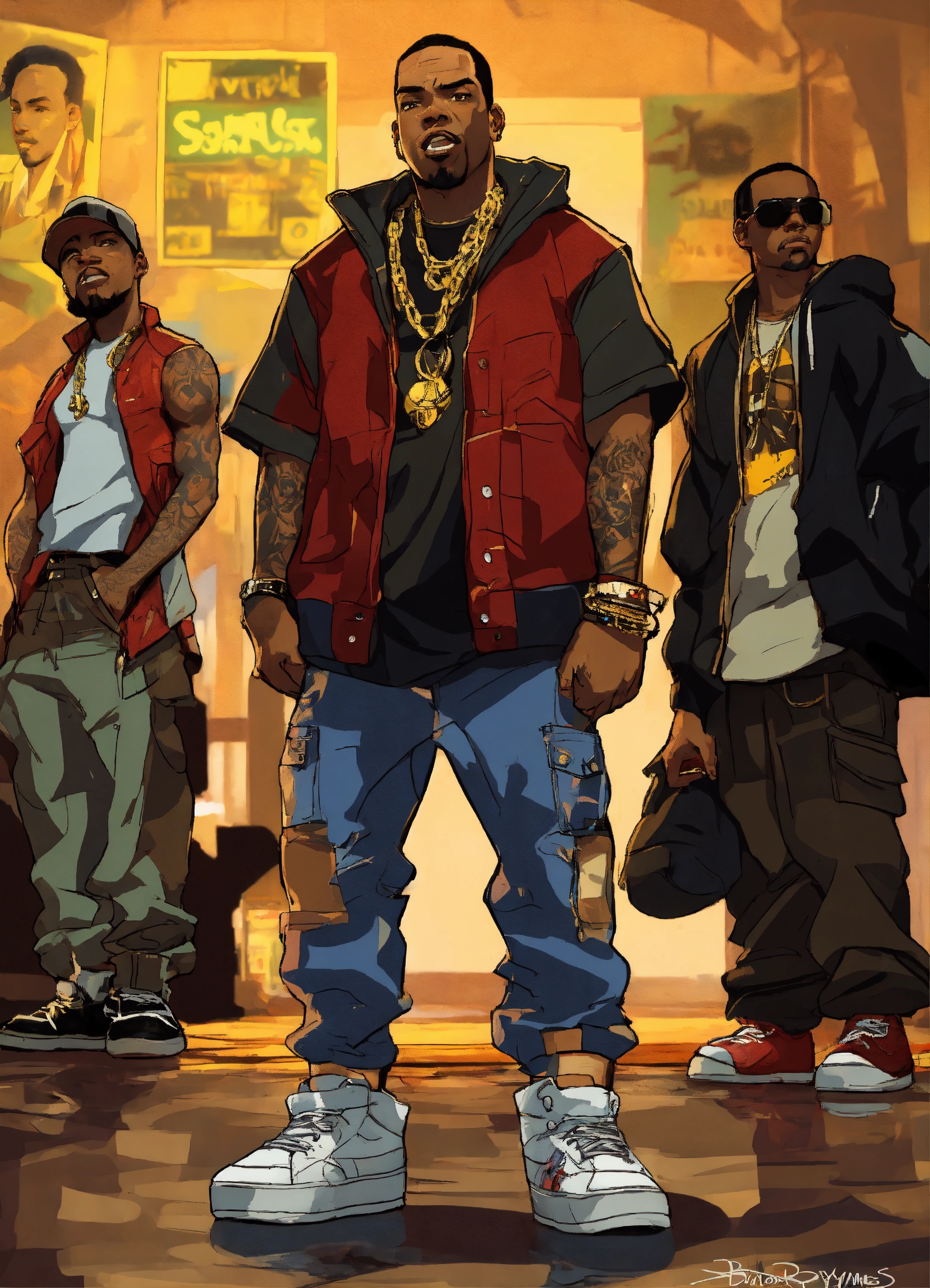 Lexica Hip hop art style busta rhymes boondocks full body