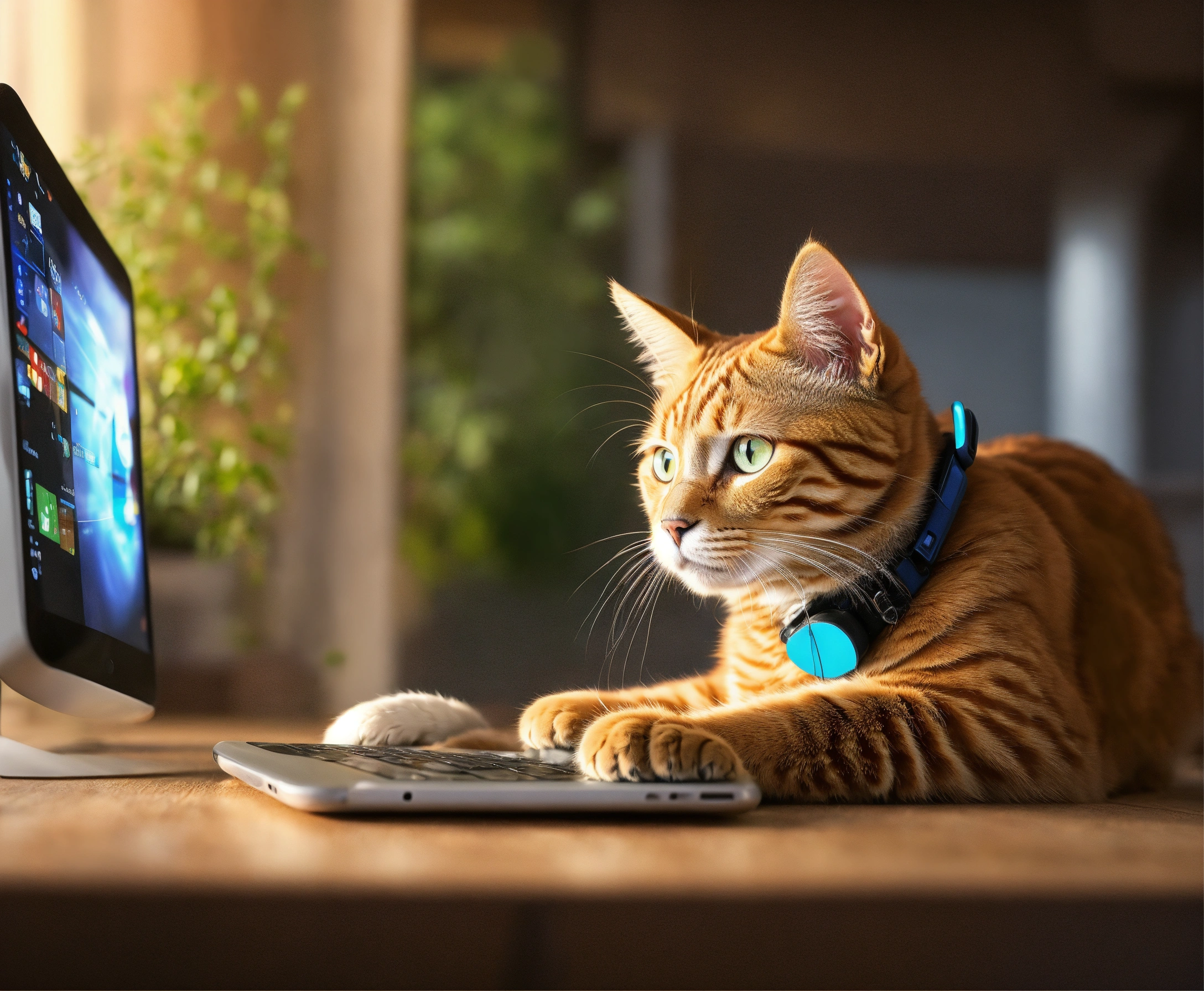 Lexica - Please picture a cat and a dog adopting new technologies such ...