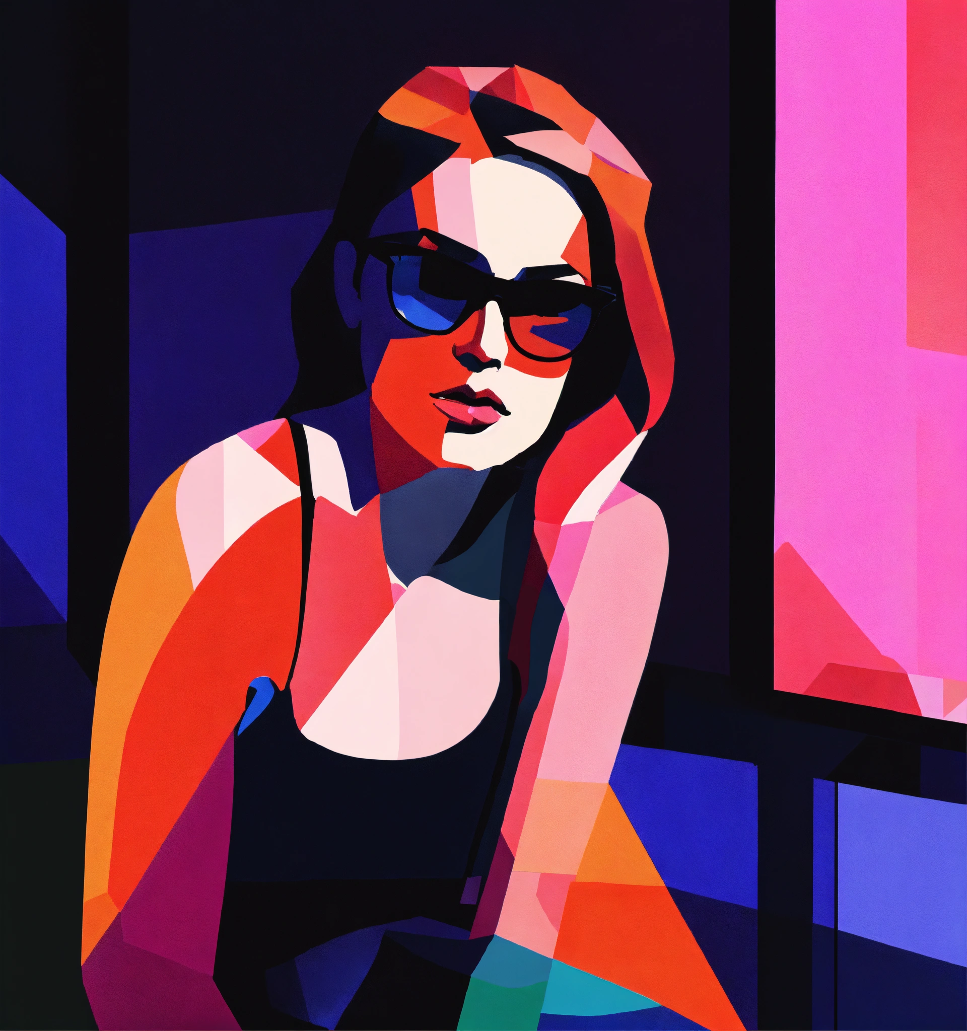 Lexica - Simplified abstract illustration of extreme close up portrait ...